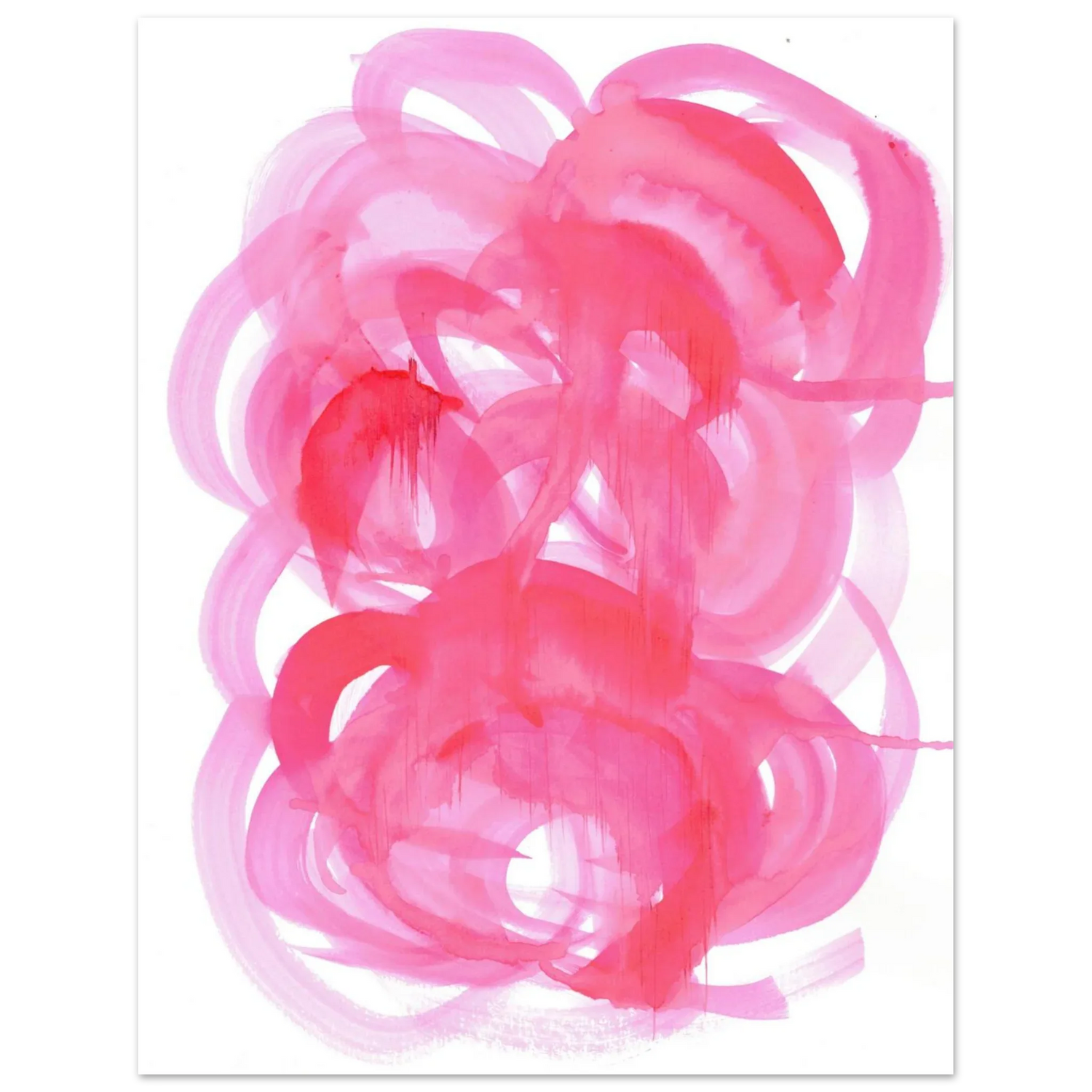 Abstract Pink Swirls Watercolor Poster - Vibrant Modern Art Print on Premium Matte Paper - Laure Leprince - Artiste Peintre