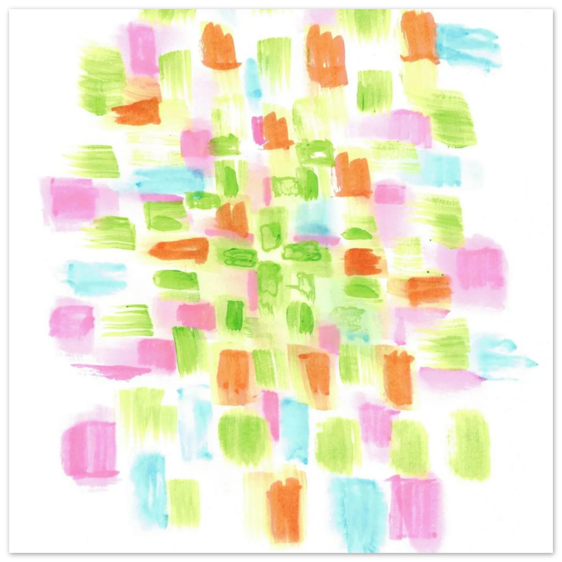 Abstract Watercolor Splash Art Print - Premium Matte Paper Poster with Vibrant Pink & Green Hues - Laure Leprince - Artiste Peintre