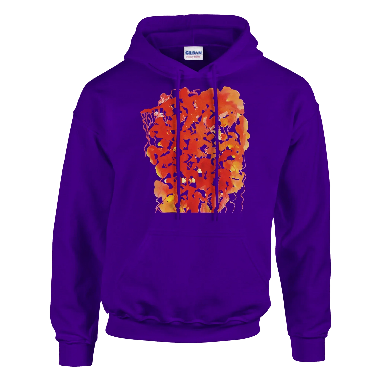 Sweat à capuche unisexe artistique Eclats Corail Gildan® 18500 White - Laure Leprince - Artiste Peintre