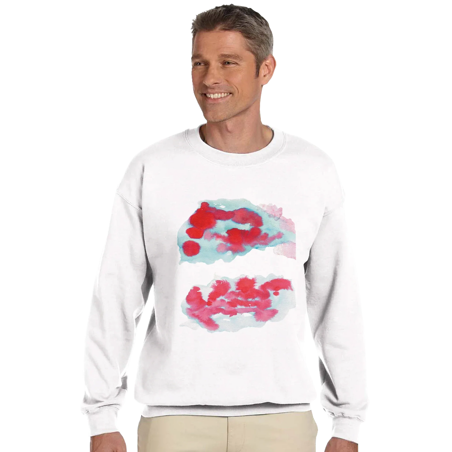 Sweatshirt Unisexe Classique Brumes Carmin – Impression Artistique Multicolore - Laure Leprince - Artiste Peintre