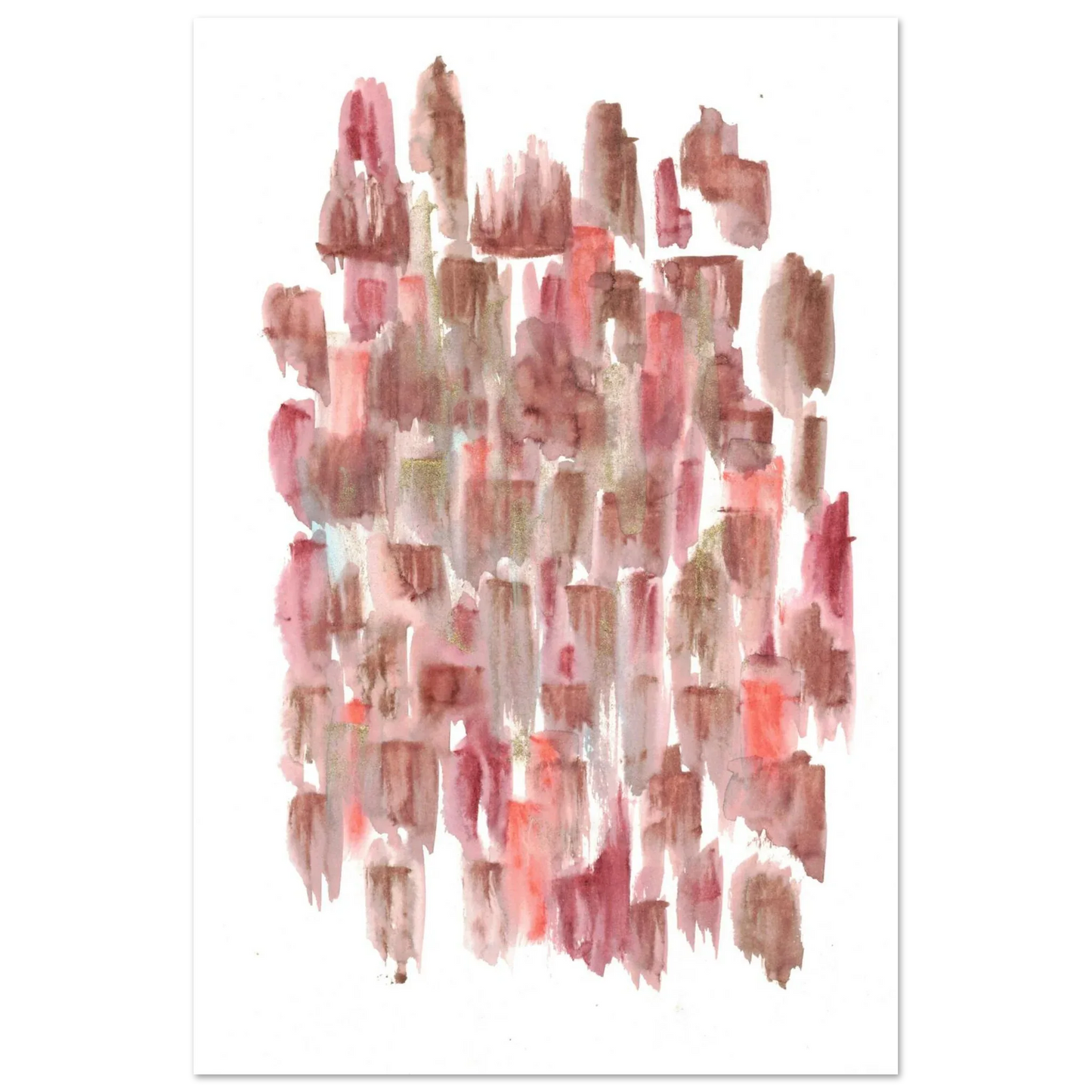 Abstract Watercolor Brushstrokes Matte Poster - Earthy Hues & Gold Flecks - Laure Leprince - Artiste Peintre