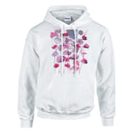 Sweat à capuche unisexe artistique Jardin des Ombrelles| Gildan® 18500 White - Laure Leprince - Artiste Peintre