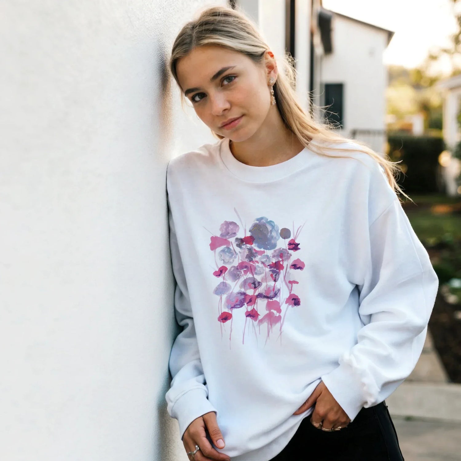 Sweatshirt Unisexe Classique – Impression Artistique Jardin des Ombrelles| Premium Cotton Blend - Laure Leprince - Artiste Peintre