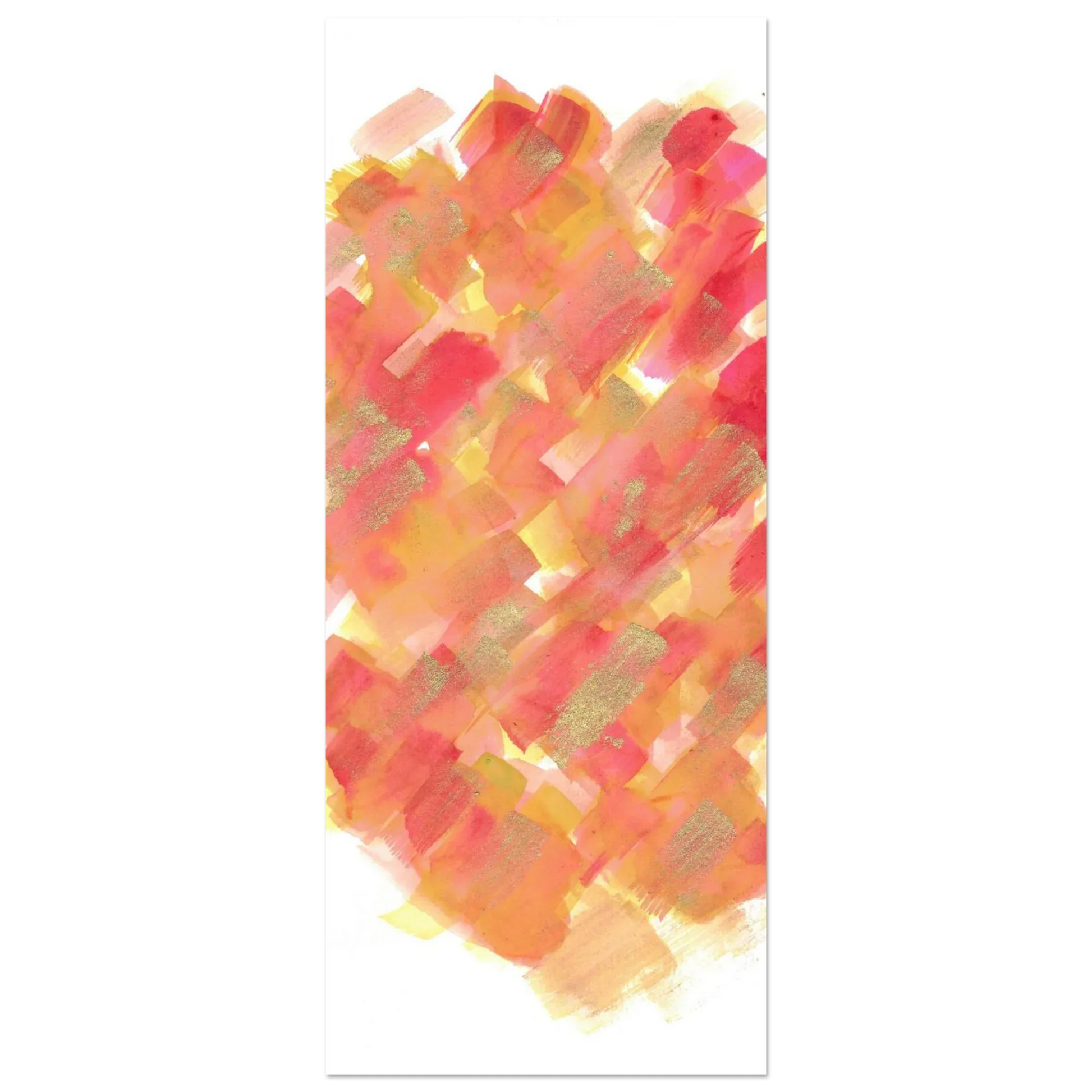 Abstract Golden Sunrise Watercolor Matte Poster - Warm Brushstrokes & Glimmering Accents - Laure Leprince - Artiste Peintre