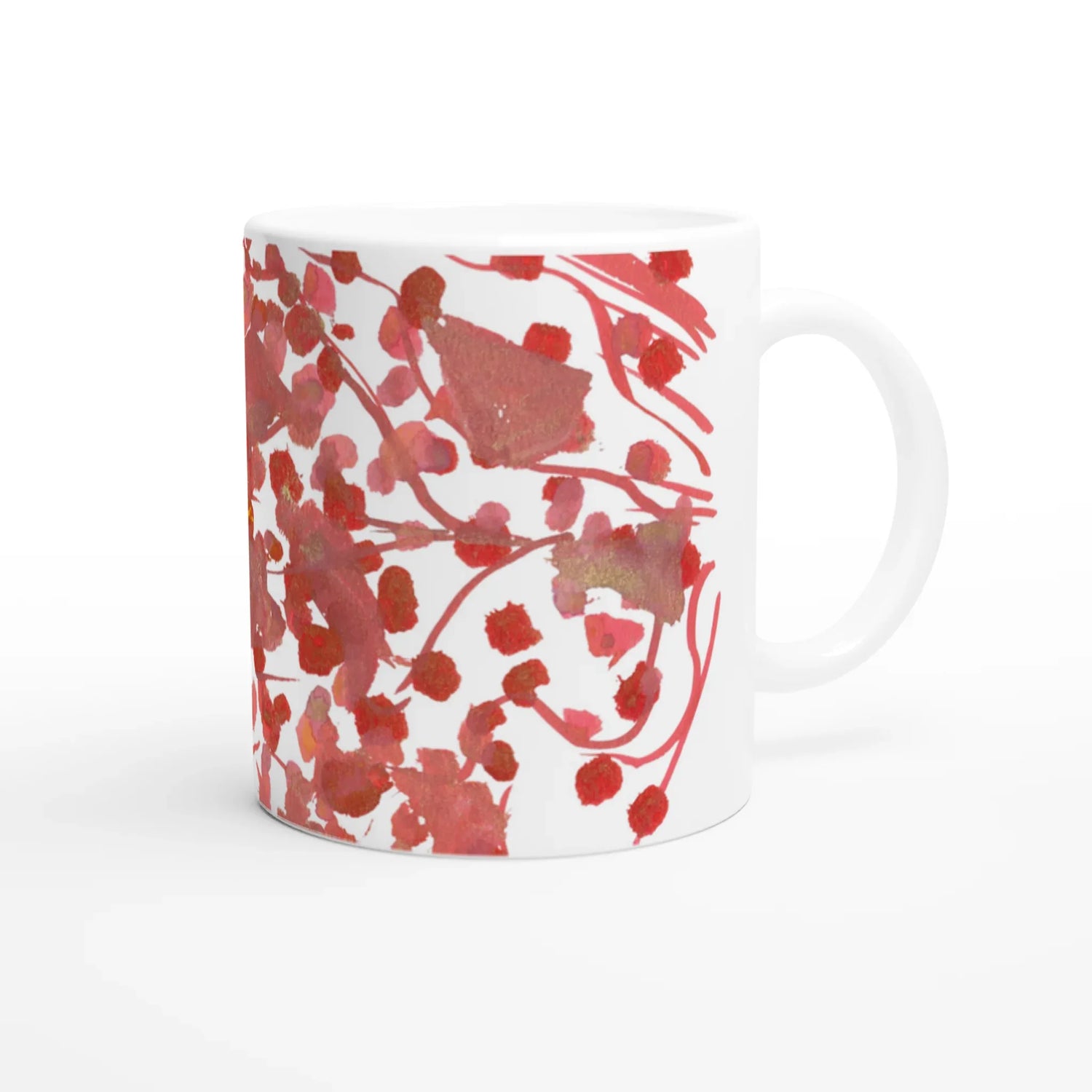 Mug en céramique 325 ml à bord colore Bois de Rubis – Élégant et éclatant - Laure Leprince - Artiste Peintre