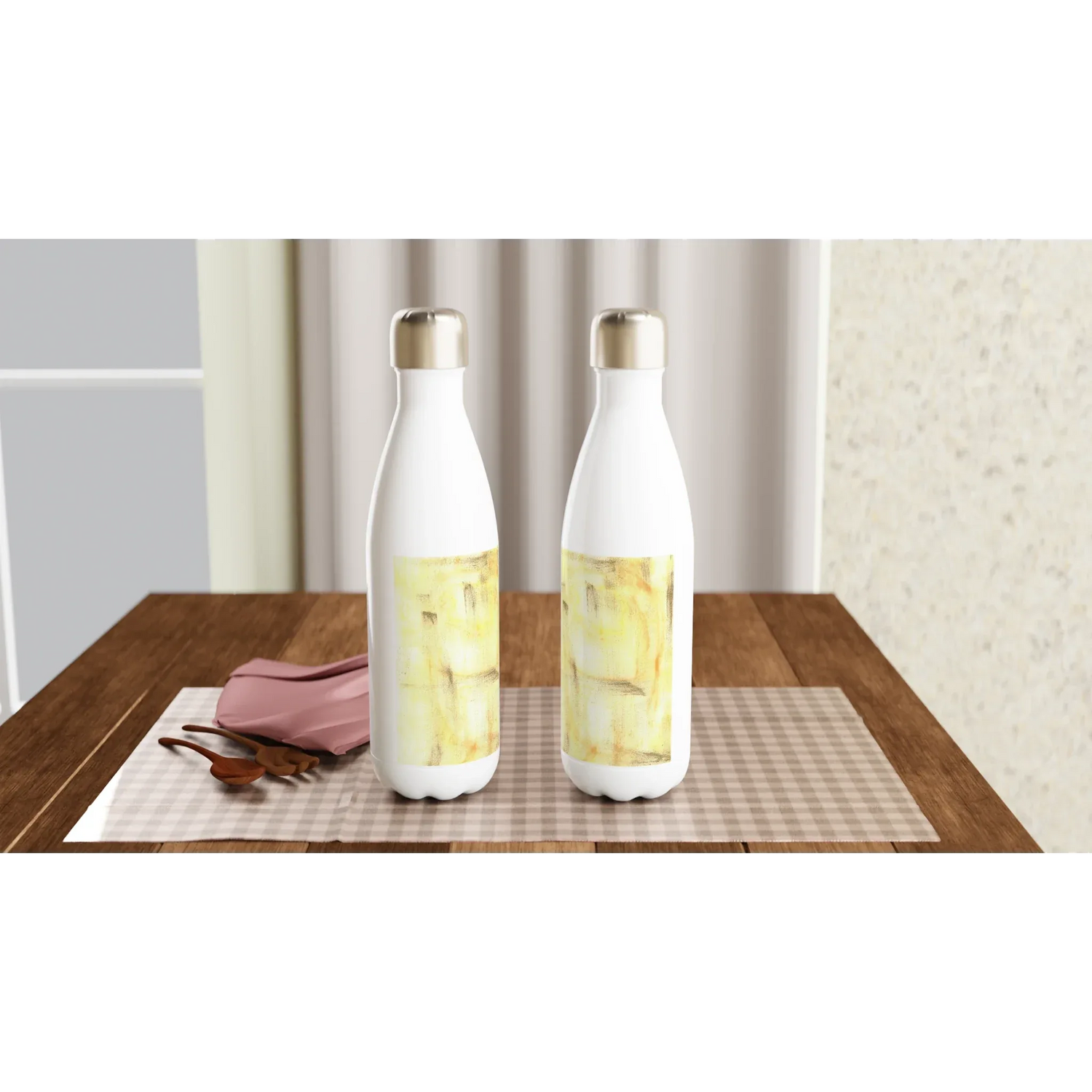 Bouteille isotherme en acier inoxydable 500 ml – Design artistique exclusif Golden Haze - Laure Leprince - Artiste Peintre