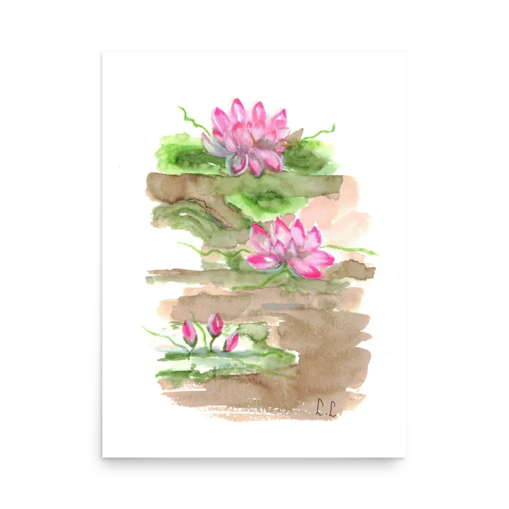 Affiche Terrasses de Lotus - Laure Leprince - Artiste Peintre