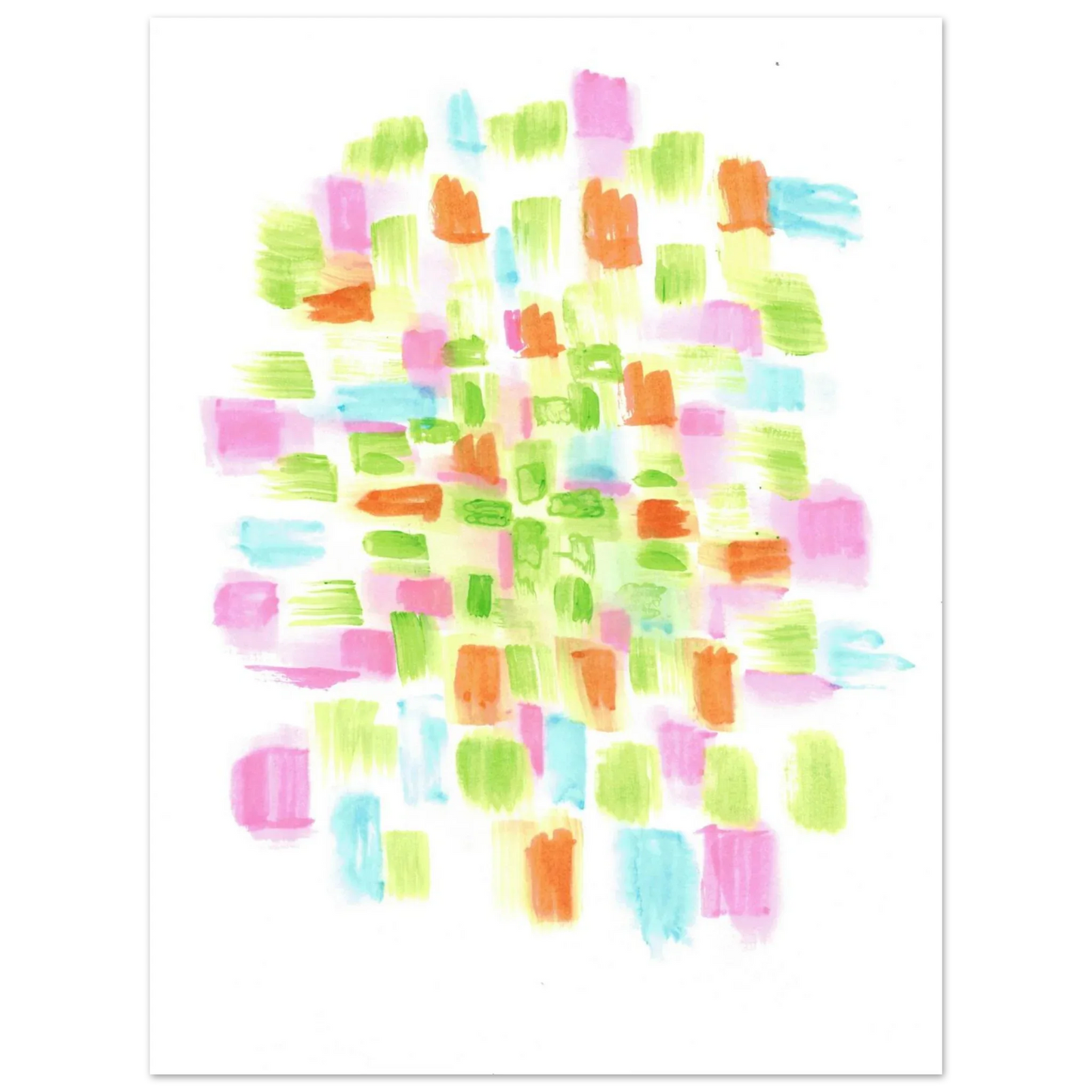 Abstract Watercolor Splash Art Print - Premium Matte Paper Poster with Vibrant Pink & Green Hues - Laure Leprince - Artiste Peintre