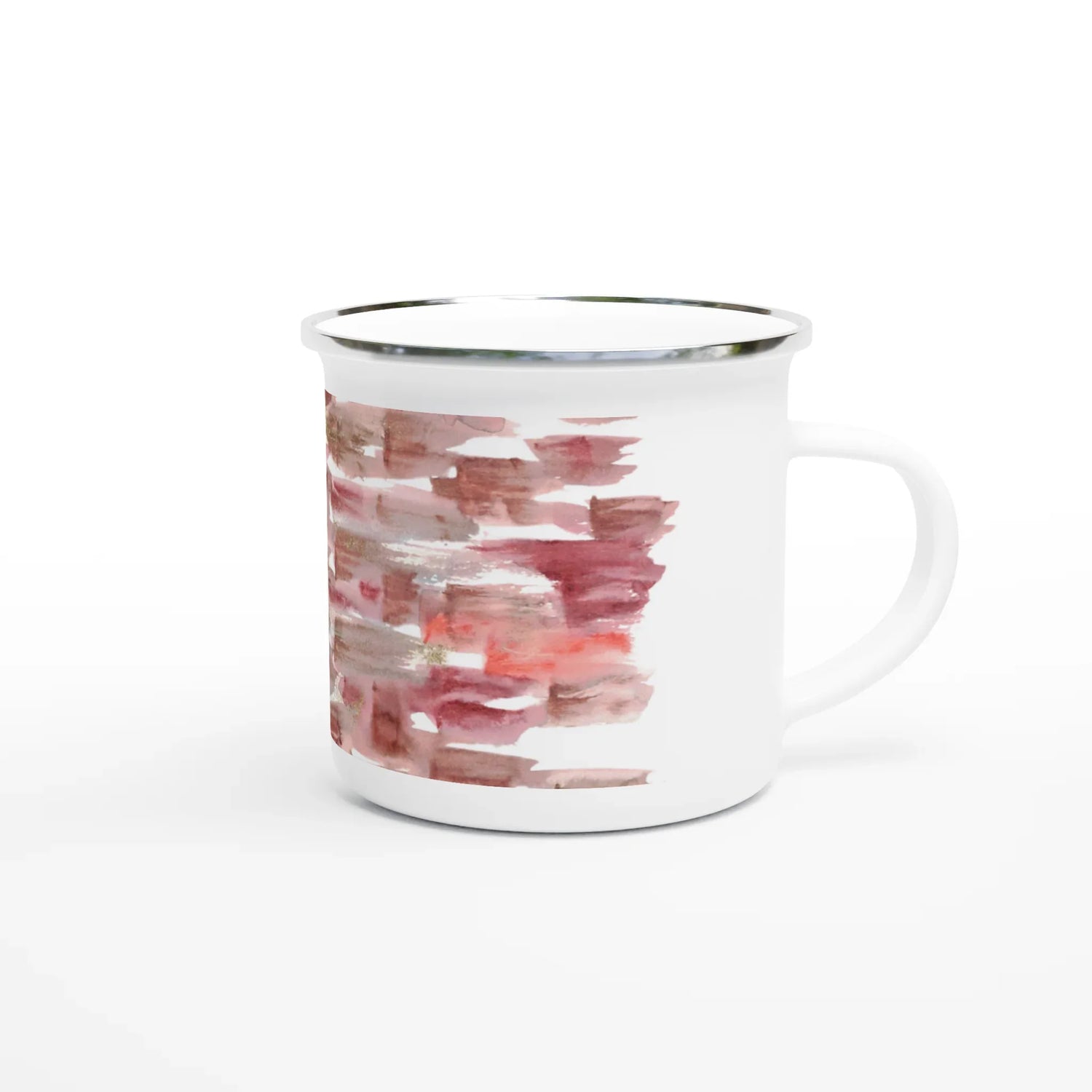 Mug en émail blanc 35 cl Terracota waves– Léger, vintage et résistant - Laure Leprince - Artiste Peintre