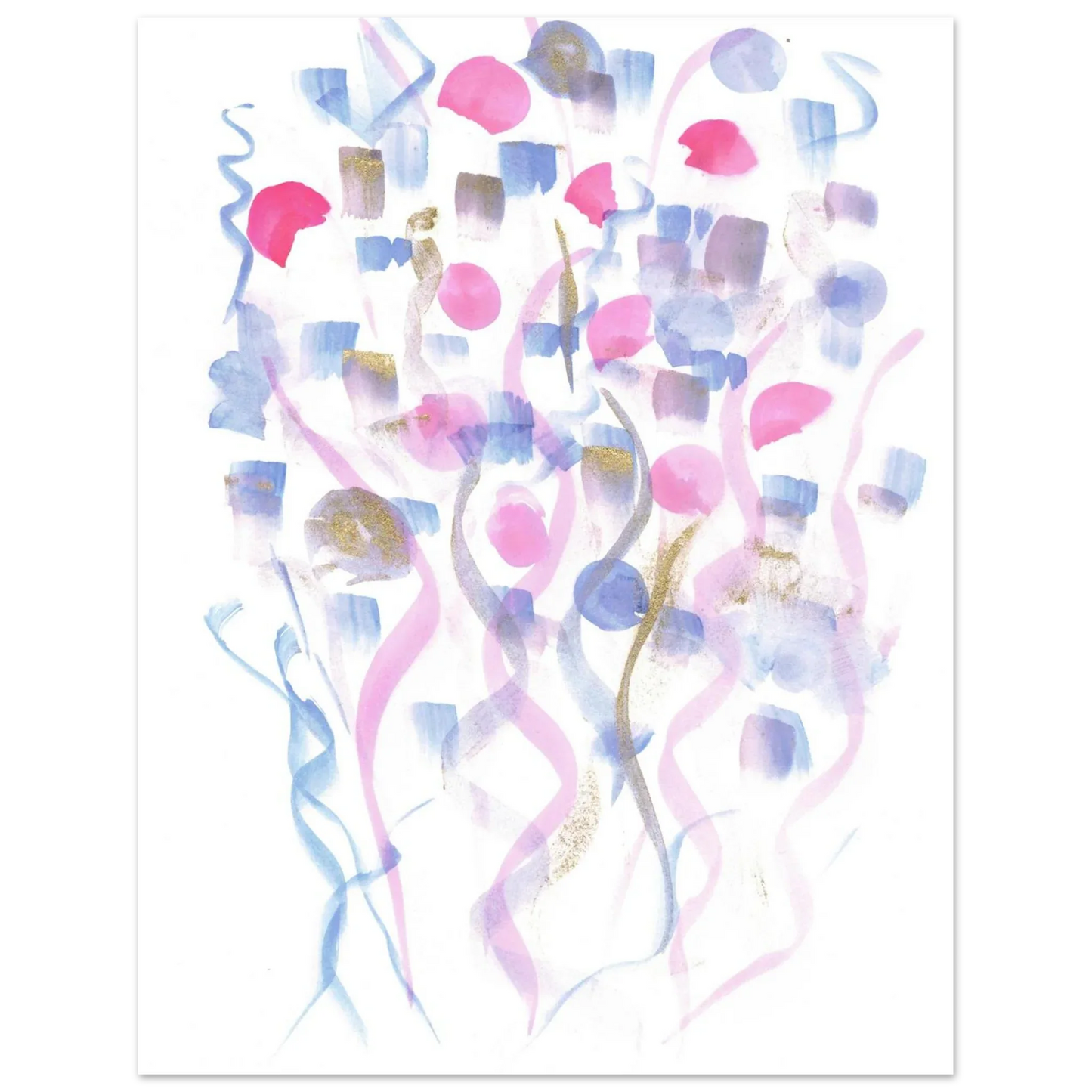 Abstract Watercolor Dreamscape Poster - Pastel Hues & Gold Flecks RDJ3-1 - Laure Leprince - Artiste Peintre