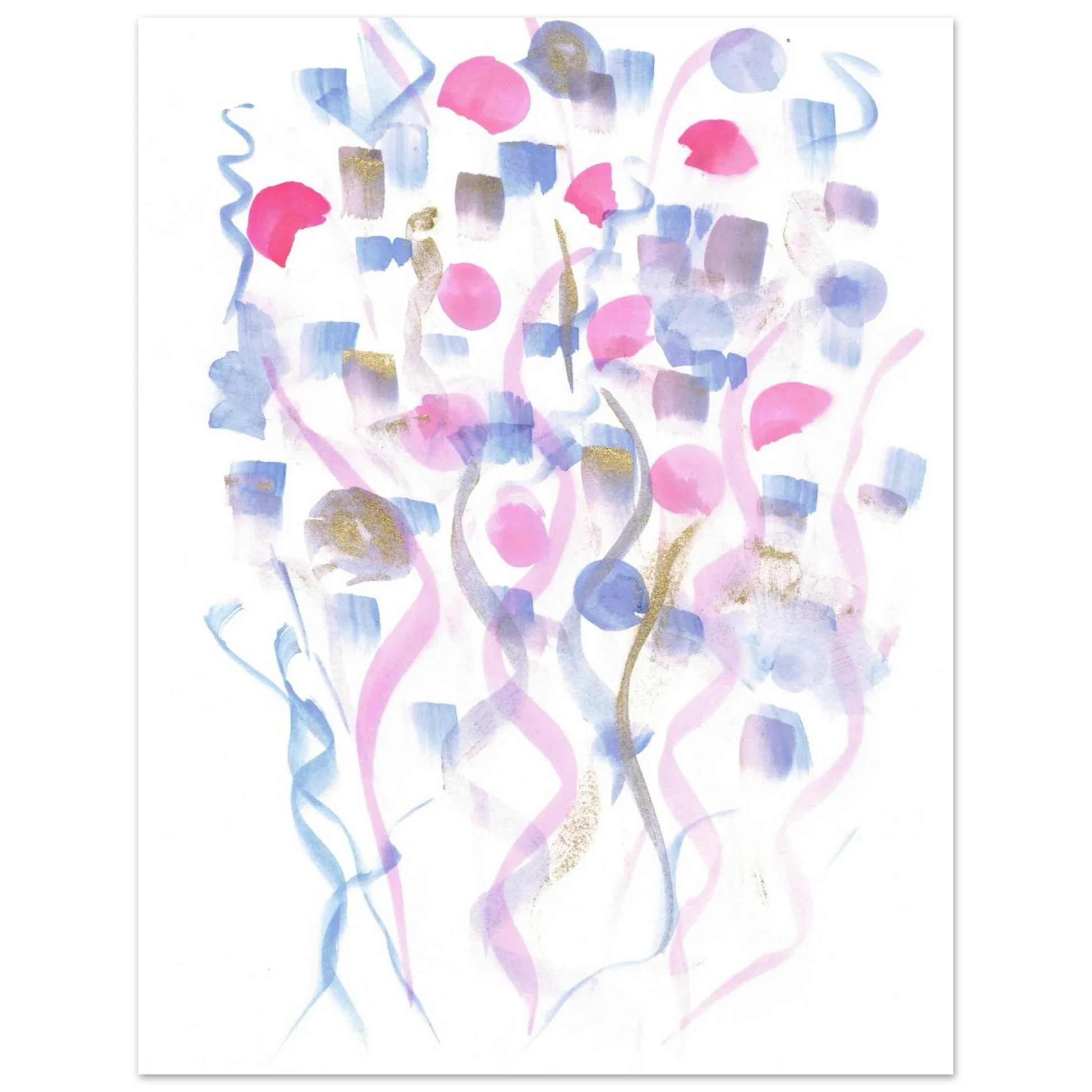 Abstract Watercolor Dreamscape Poster - Pastel Hues & Gold Flecks RDJ3-1 - Laure Leprince - Artiste Peintre