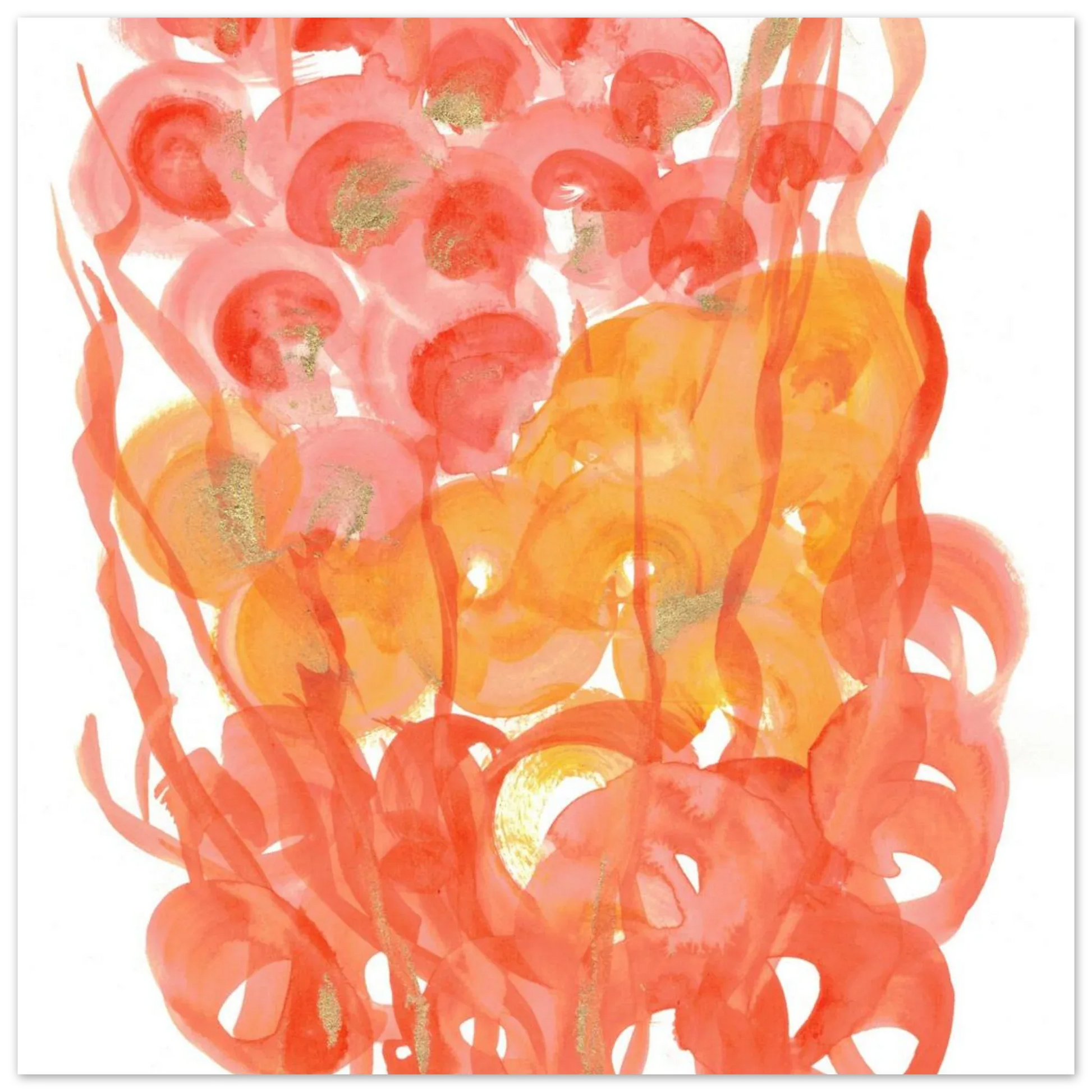 Abstrait Éclat Corail & Gold Flecked Premium Matte Paper Poster - RDJ3-1 - Laure Leprince - Artiste Peintre