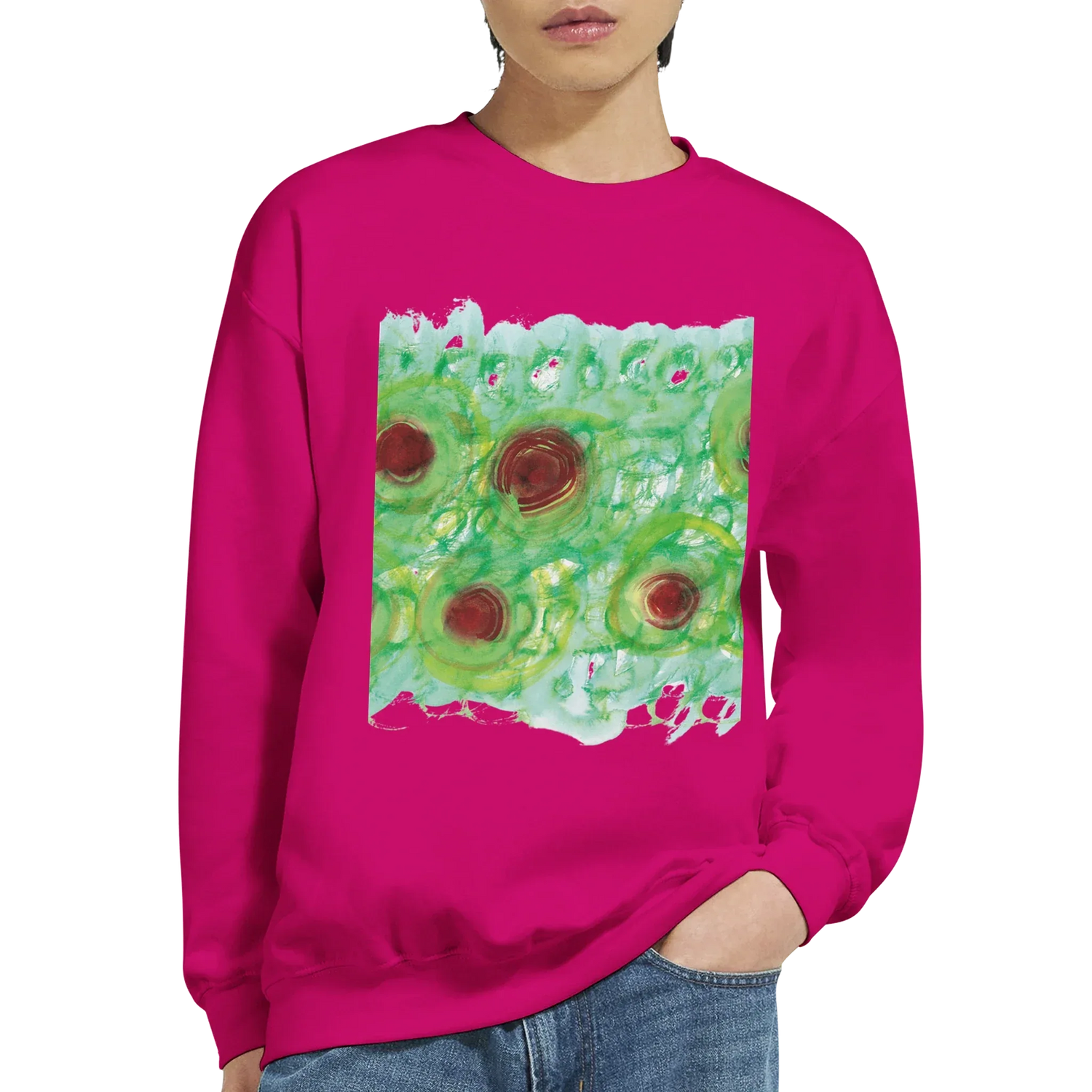 Sweatshirt Unisexe Classique Green Echo – Impression Artistique Multicolore - Laure Leprince - Artiste Peintre