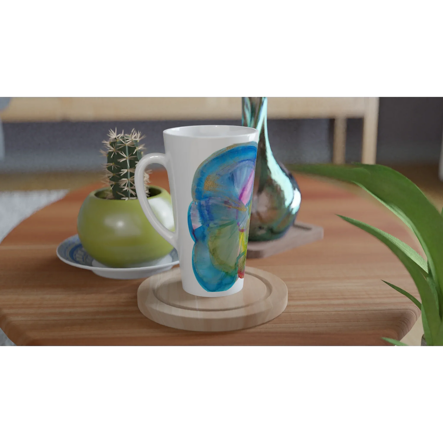 Mug à Latte en Céramique Blanche 500 ml Crystal Bloom – Élégant, durable et brillant - Laure Leprince - Artiste Peintre