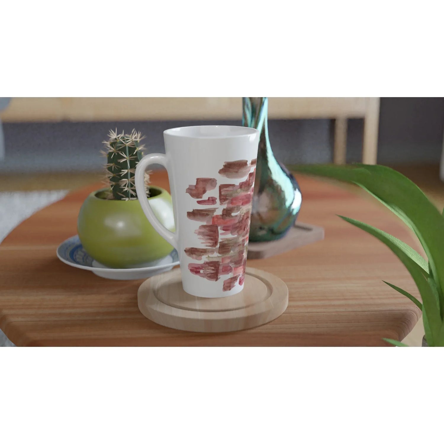 Mug à Latte en Céramique Blanche 500 ml Terracota waves – Élégant, durable et brillant - Laure Leprince - Artiste Peintre