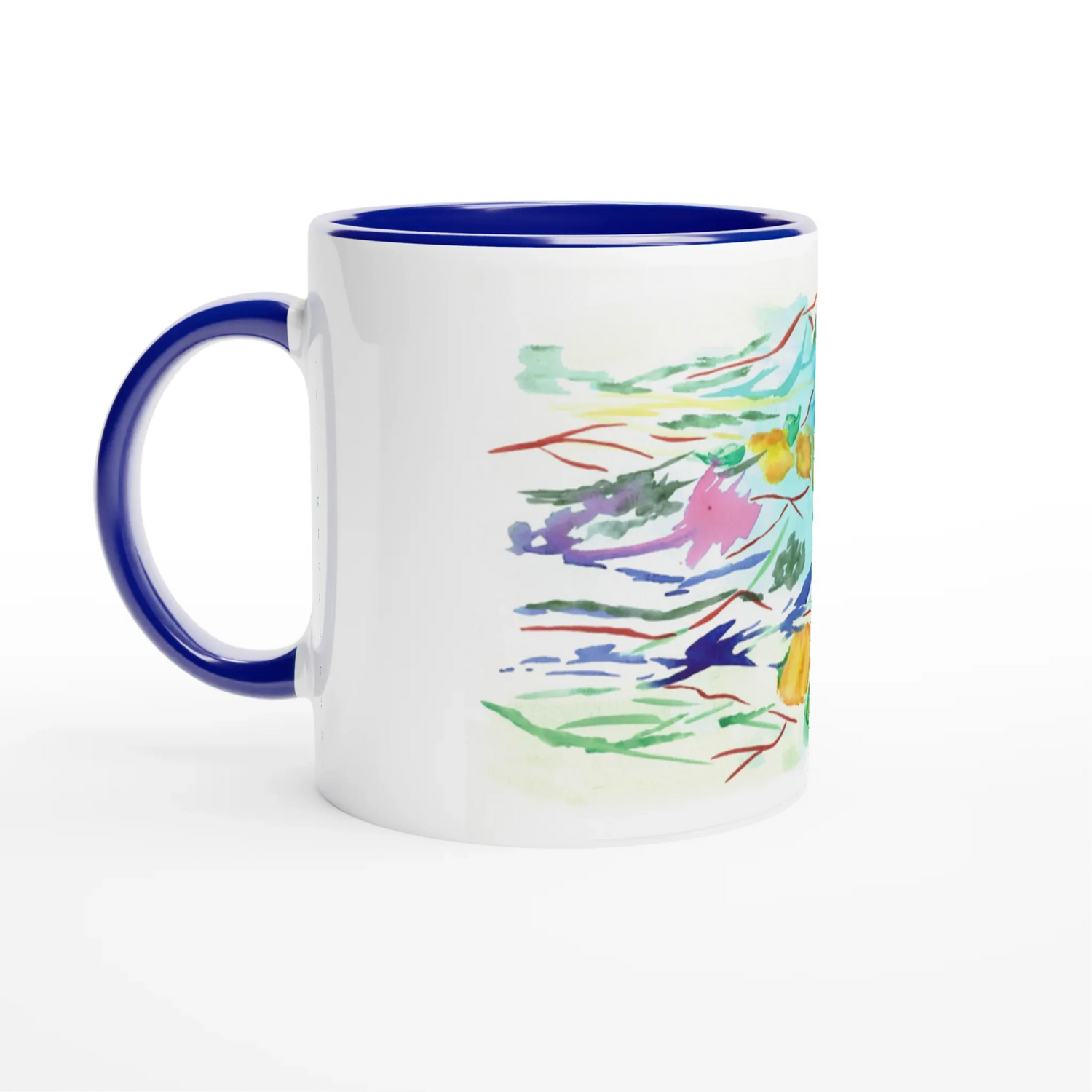 Mug en céramique blanche 325 ml Jardin Lumineux – Élégance, sécurité et durabilité - Laure Leprince - Artiste Peintre