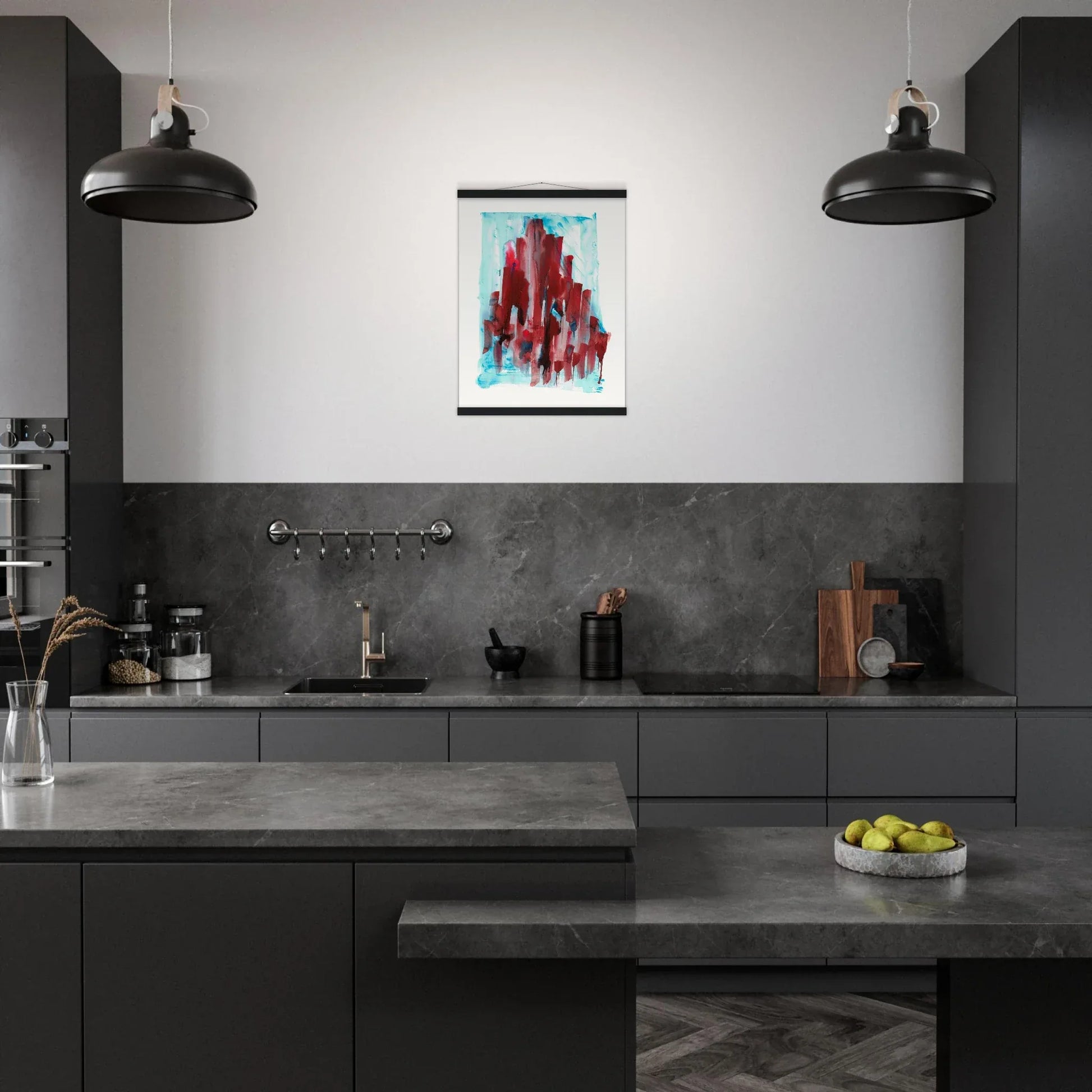 Museum-Quality Matte Paper Poster with Hanger Crimson Tower - Laure Leprince - Artiste Peintre