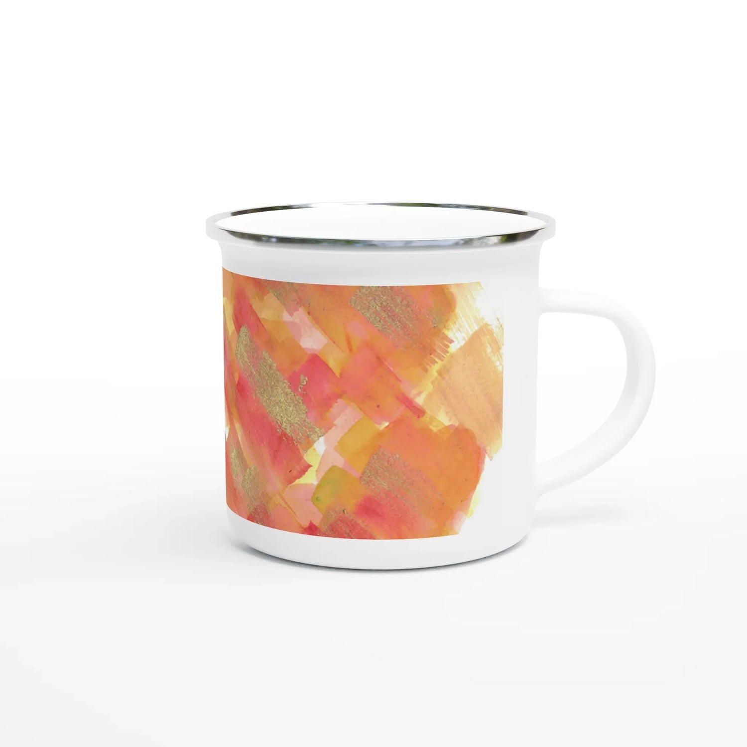 Mug en émail blanc 35 cl Sunset Ember – Léger, vintage et résistant - Laure Leprince - Artiste Peintre