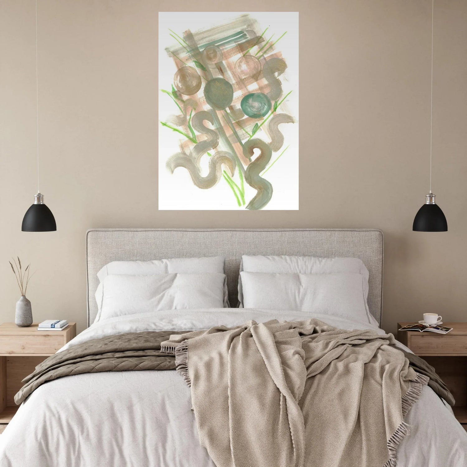 Abstract Earth Tones & Green Strokes Art Print – Premium Matte Paper Poster RDJ3-1 - Laure Leprince - Artiste Peintre