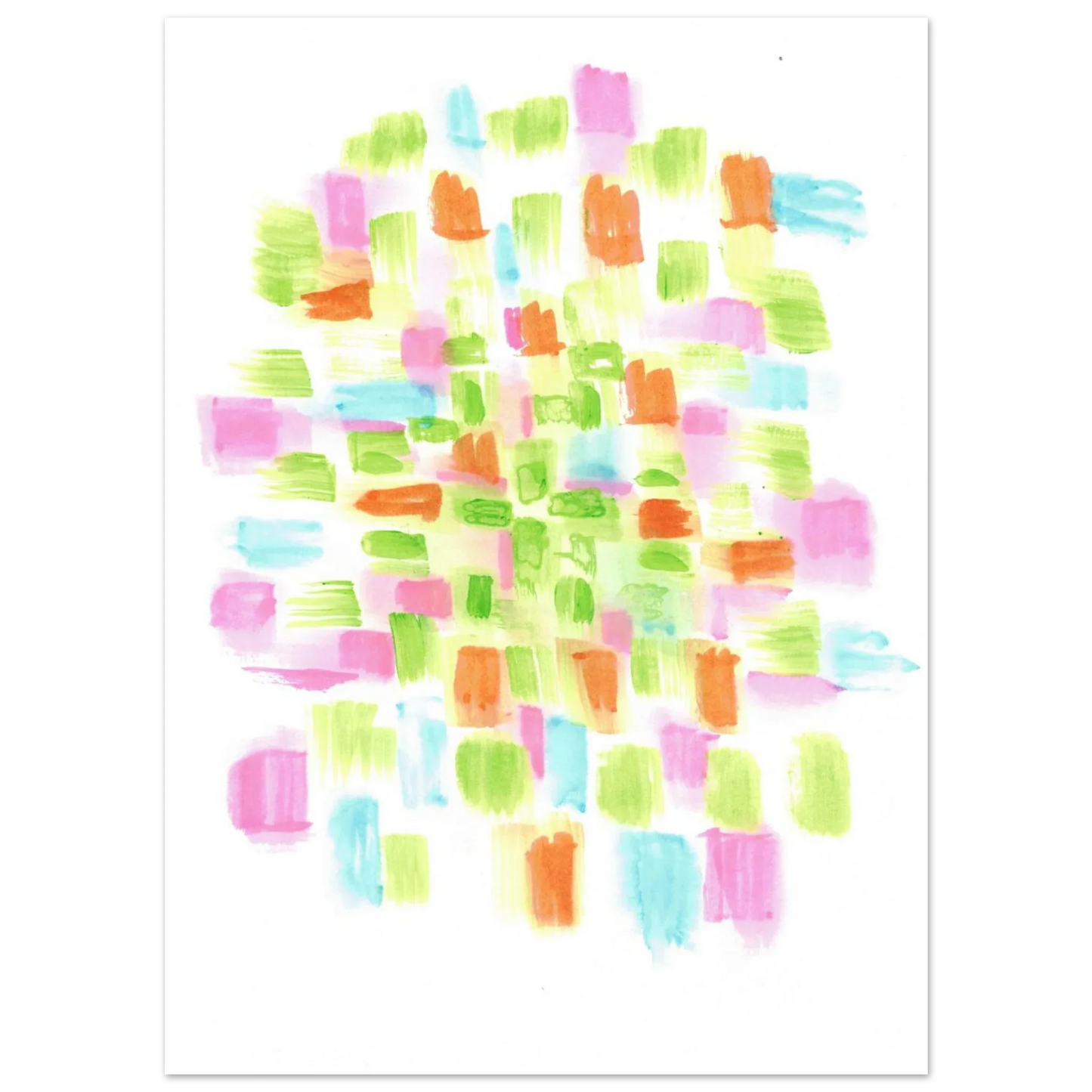 Abstract Watercolor Splash Art Print - Premium Matte Paper Poster with Vibrant Pink & Green Hues - Laure Leprince - Artiste Peintre