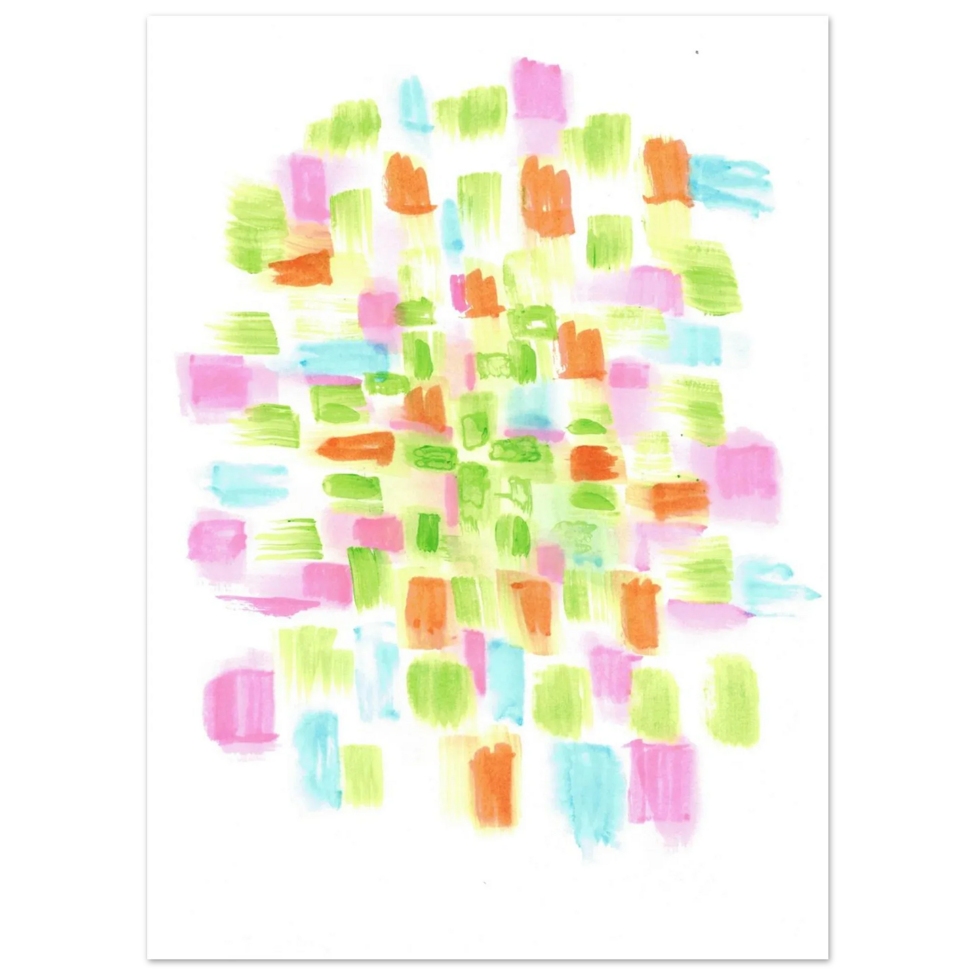 Abstract Watercolor Splash Art Print - Premium Matte Paper Poster with Vibrant Pink & Green Hues - Laure Leprince - Artiste Peintre