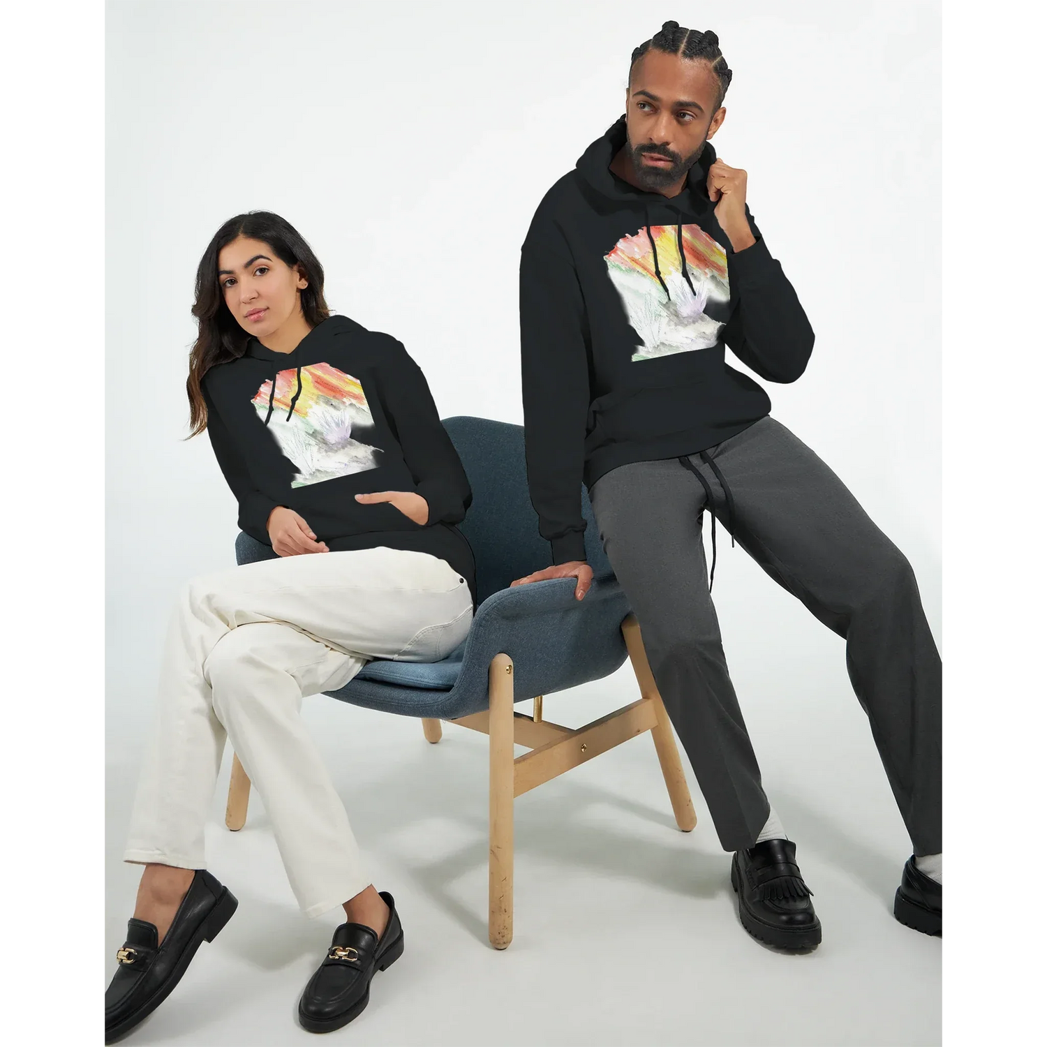 Sweat à capuche unisexe artistiqueLavander Drift| Gildan® 18500 White - Laure Leprince - Artiste Peintre