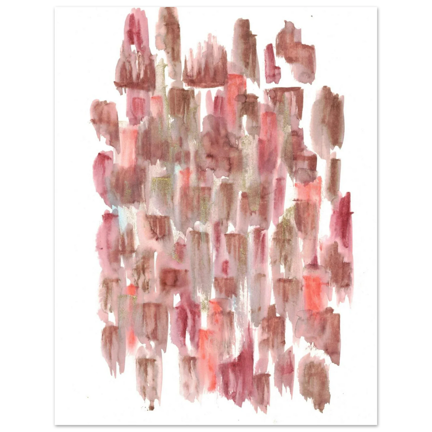 Abstract Watercolor Brushstrokes Matte Poster - Earthy Hues & Gold Flecks - Laure Leprince - Artiste Peintre