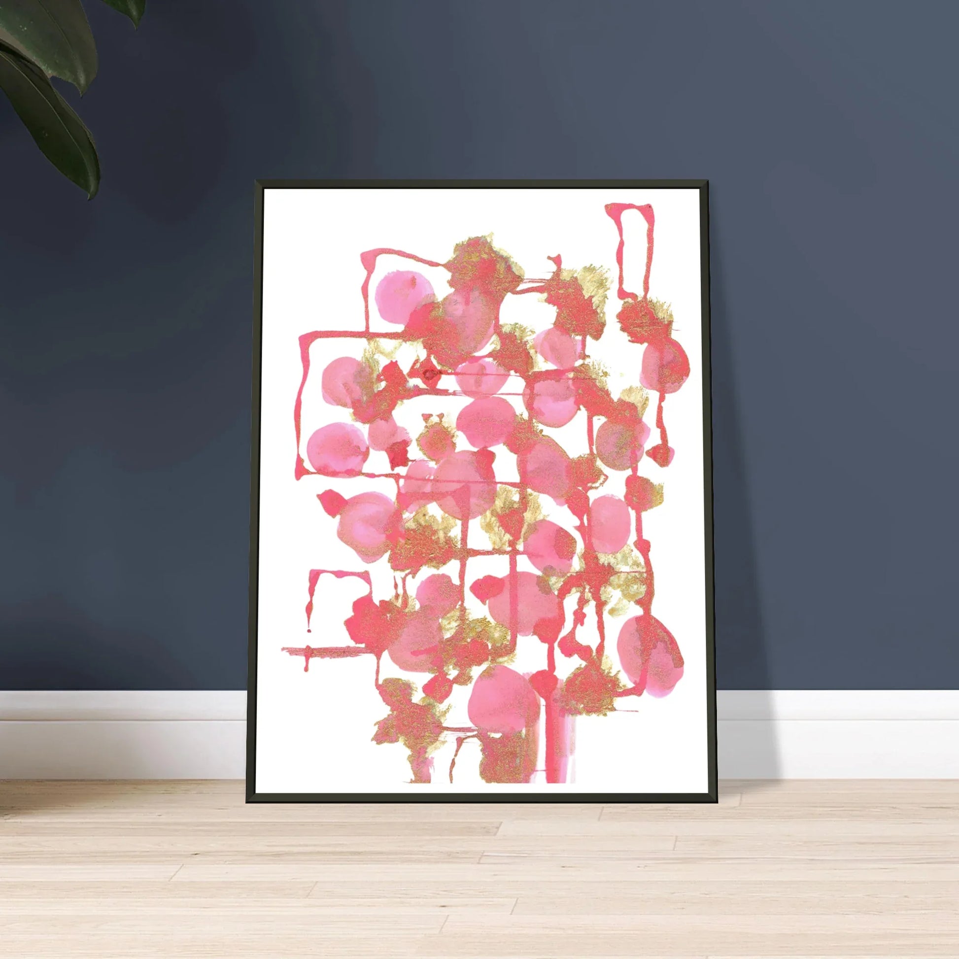 Classic Semi-Glossy Paper Metal Framed Poster Reseau Framboise - Laure Leprince - Artiste Peintre