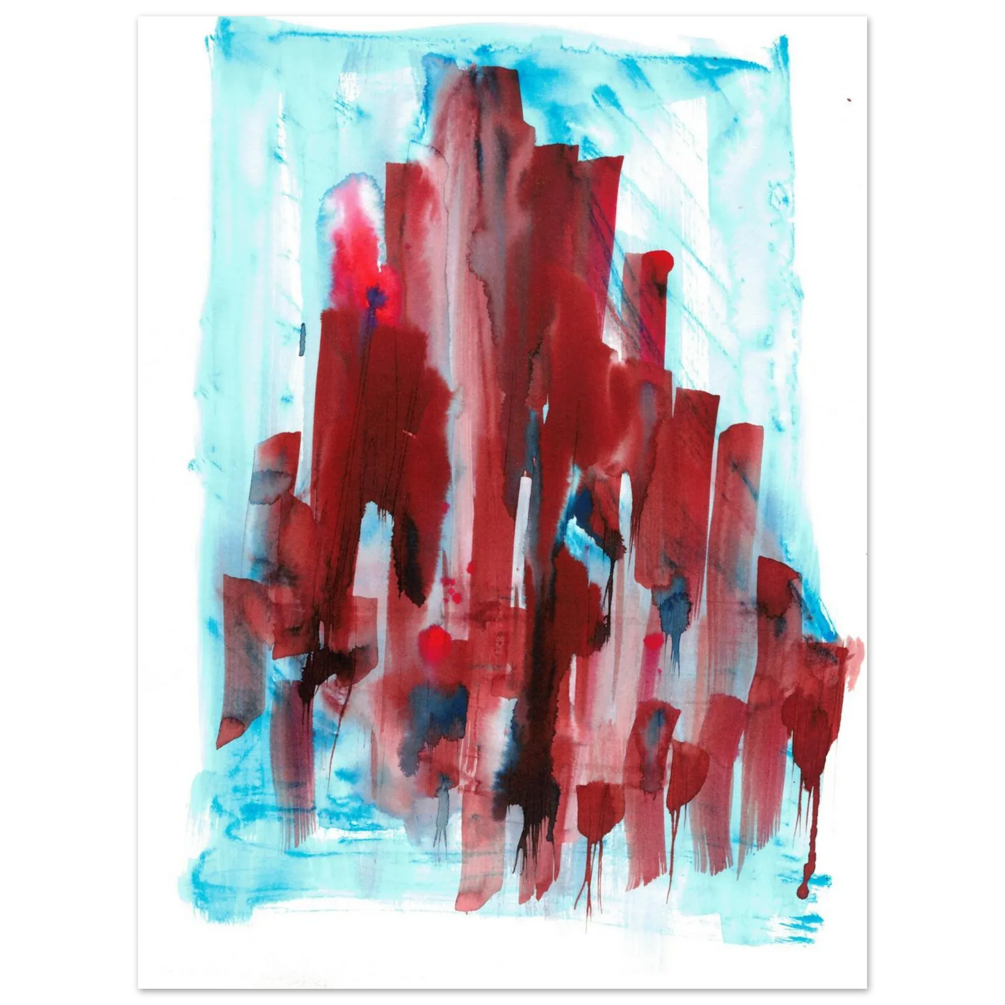 Abstract Cityscape Watercolor Art Print RDJ3-1 – Premium Matte Paper Poster in various sizes - Laure Leprince - Artiste Peintre