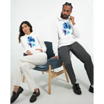 Sweat à capuche unisexe artistique Bleuets| Gildan® 18500 White - Laure Leprince - Artiste Peintre