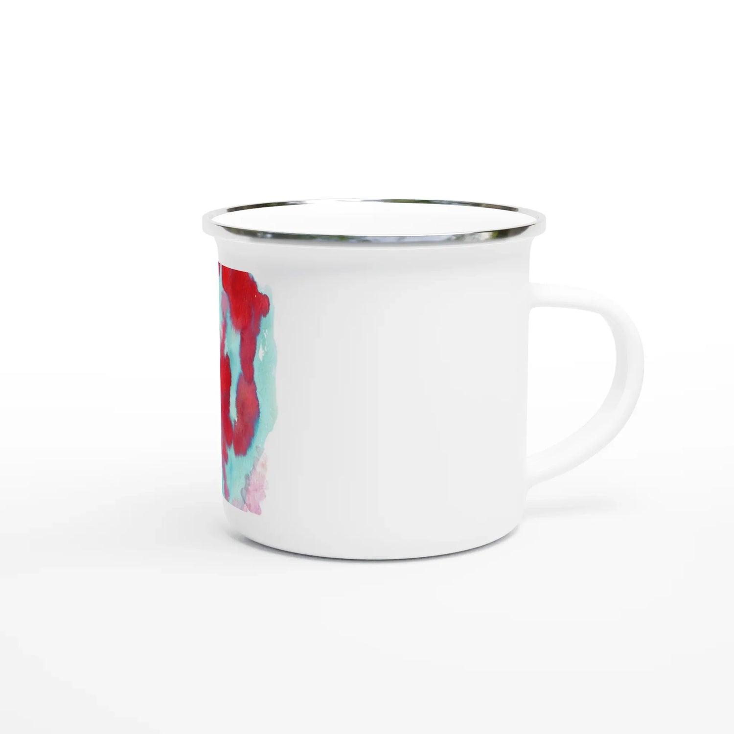 Mug en émail blanc 35 cl Brumes Carmin – Léger, vintage et résistant - Laure Leprince - Artiste Peintre