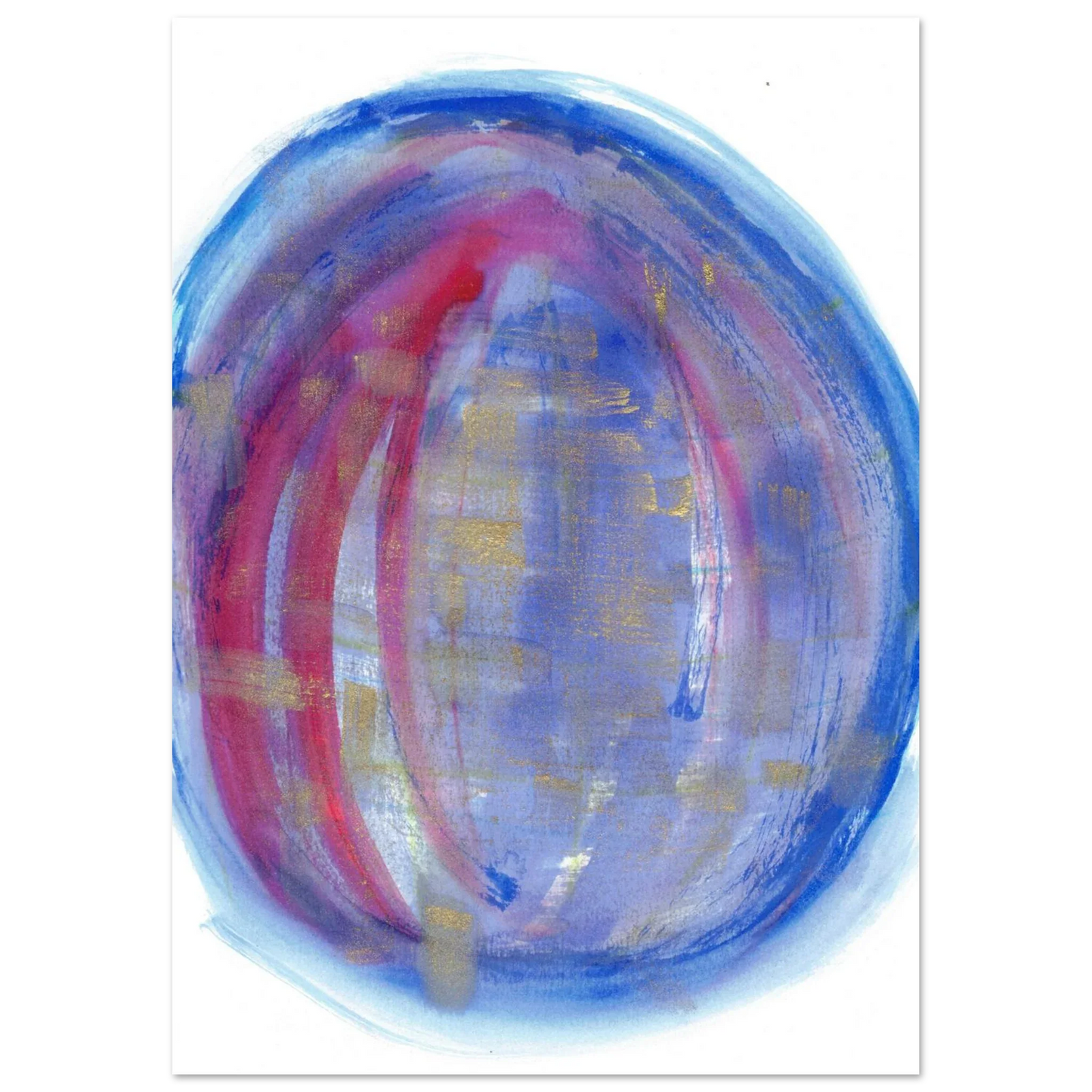 Cosmic Aura Abstract Watercolor Poster – Vibrant Blue, Magenta & Gold, Premium Matte Finish - Laure Leprince - Artiste Peintre