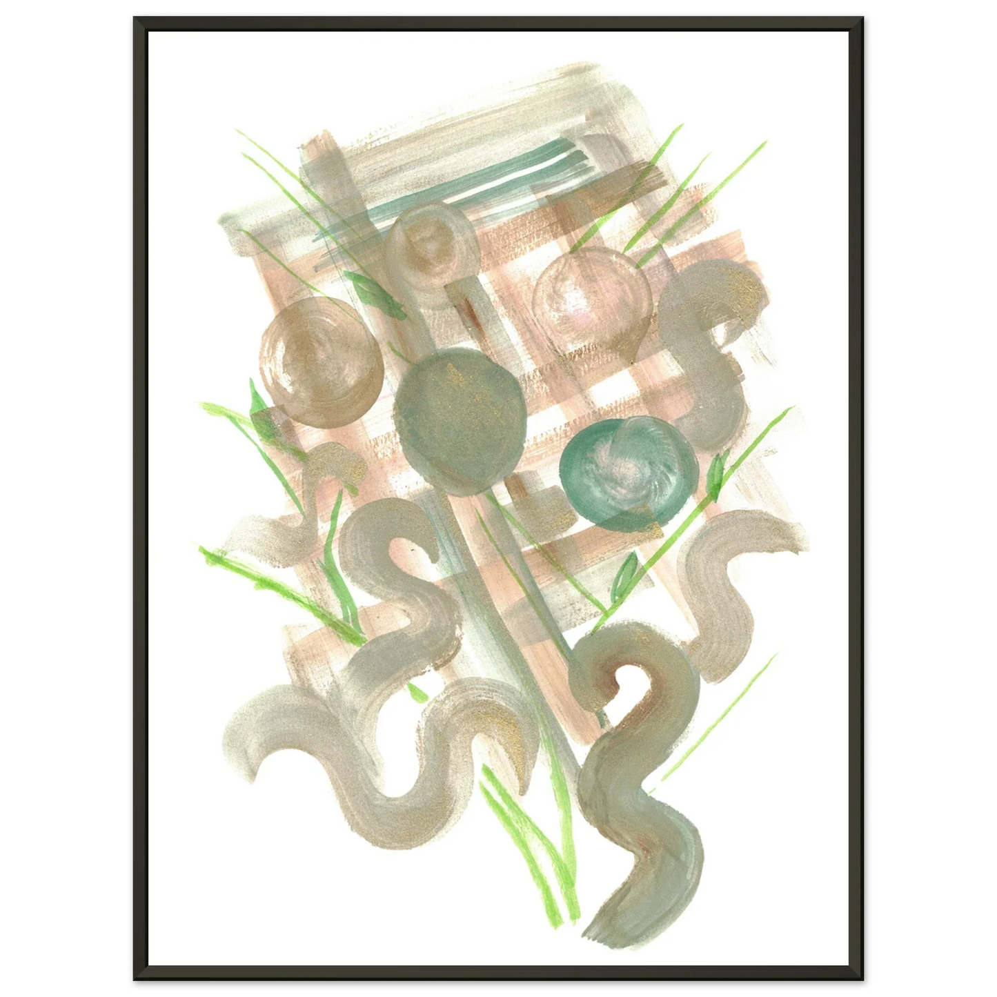 Classic Semi-Glossy Paper Metal Framed Poste Moss Geometry - Laure Leprince - Artiste Peintre