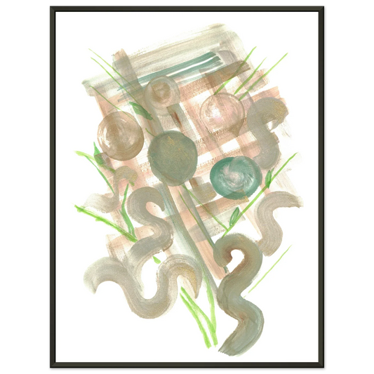 Classic Semi-Glossy Paper Metal Framed Poste Moss Geometry - Laure Leprince - Artiste Peintre