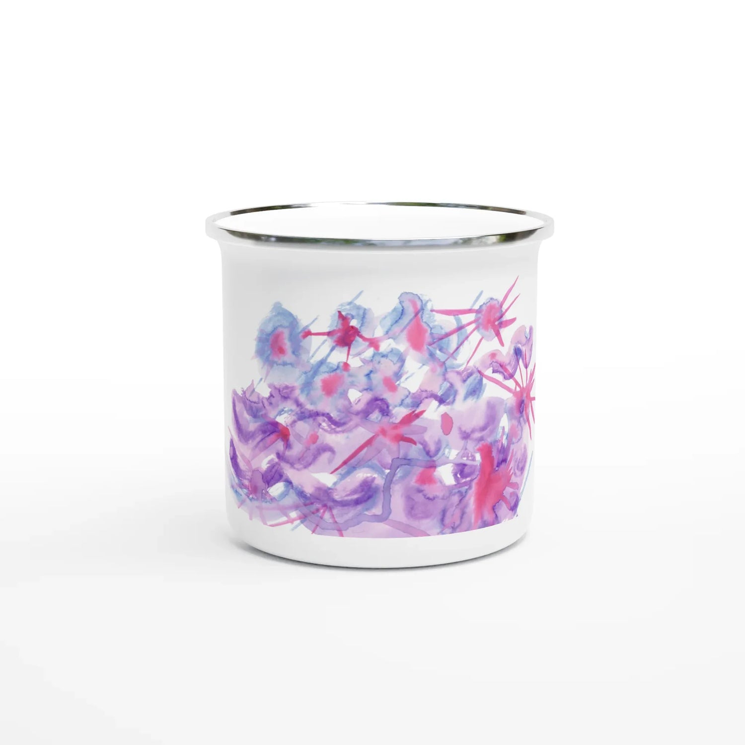 Mug en émail blanc 35 cl Nébuleuse Pourpre – Léger, vintage et résistant - Laure Leprince - Artiste Peintre