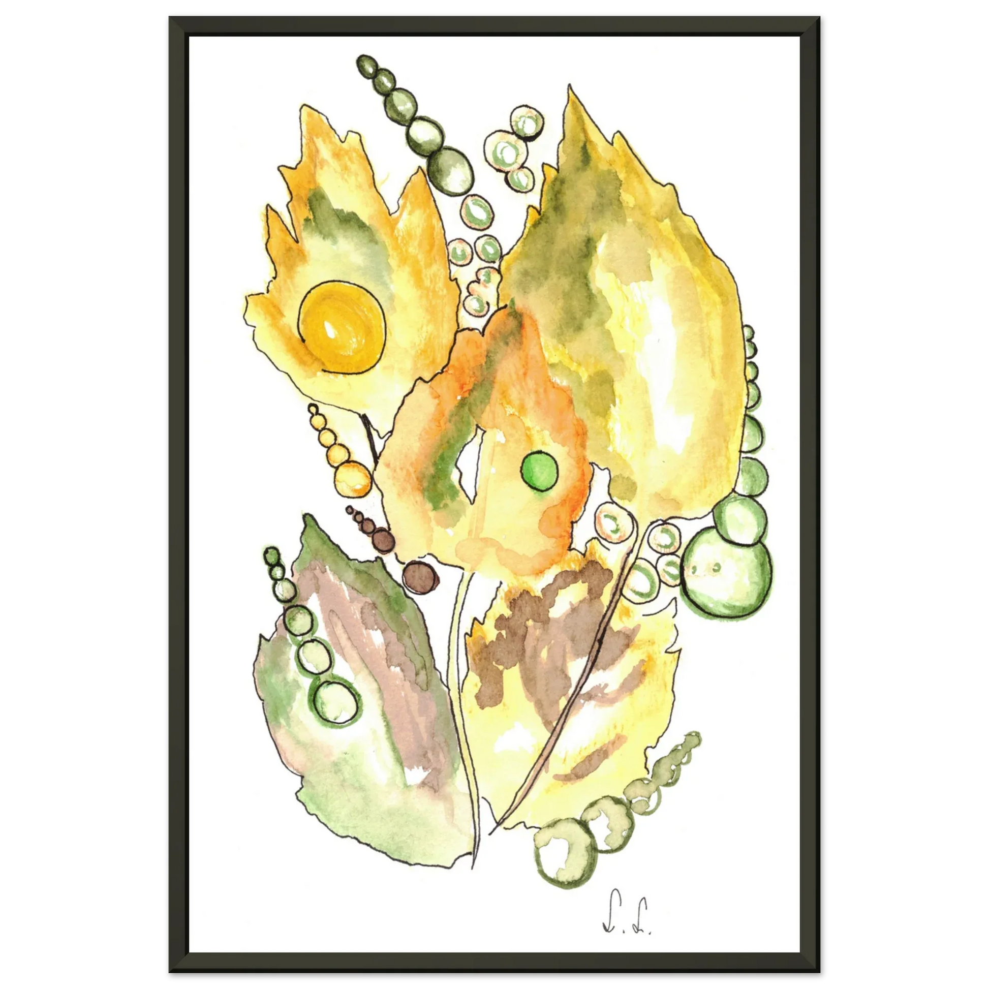 Abstract Watercolor Framed Poster Feuillaison – Museum Quality & Polished Elegance - Laure Leprince - Artiste Peintre