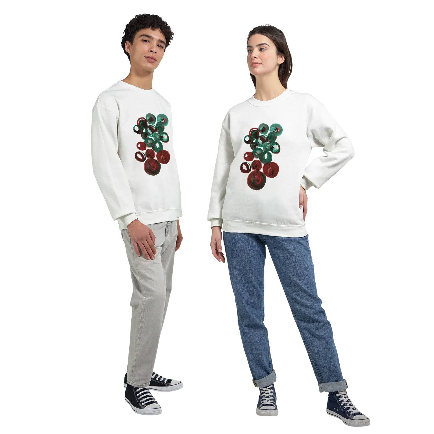 Sweatshirt Unisexe Classique Resonance Emeraude – Impression Artistique Multicolore - Laure Leprince - Artiste Peintre