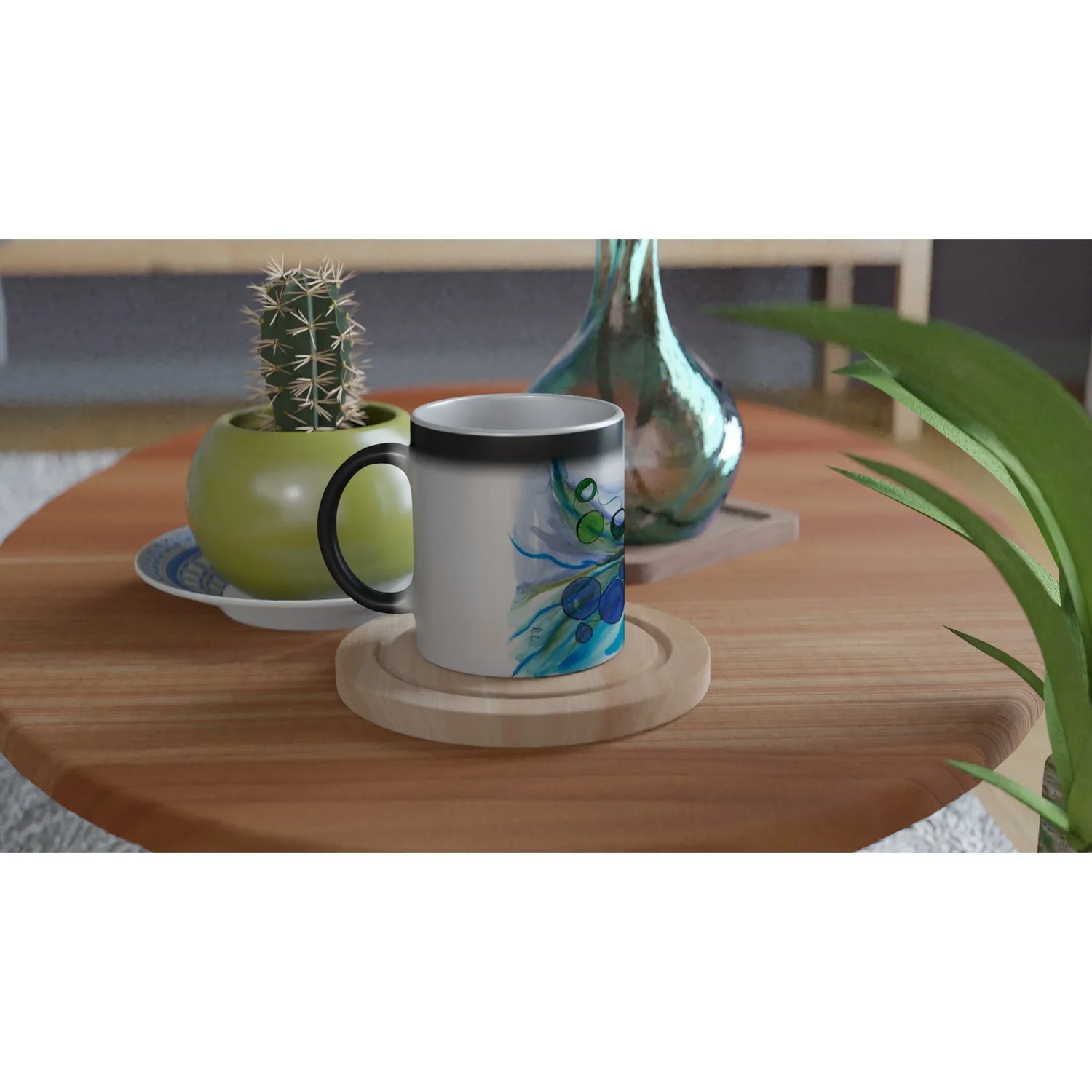 Mug magique en céramique 325 ml Ecosphères – Révèlez votre motif à la chaleur - Laure Leprince - Artiste Peintre