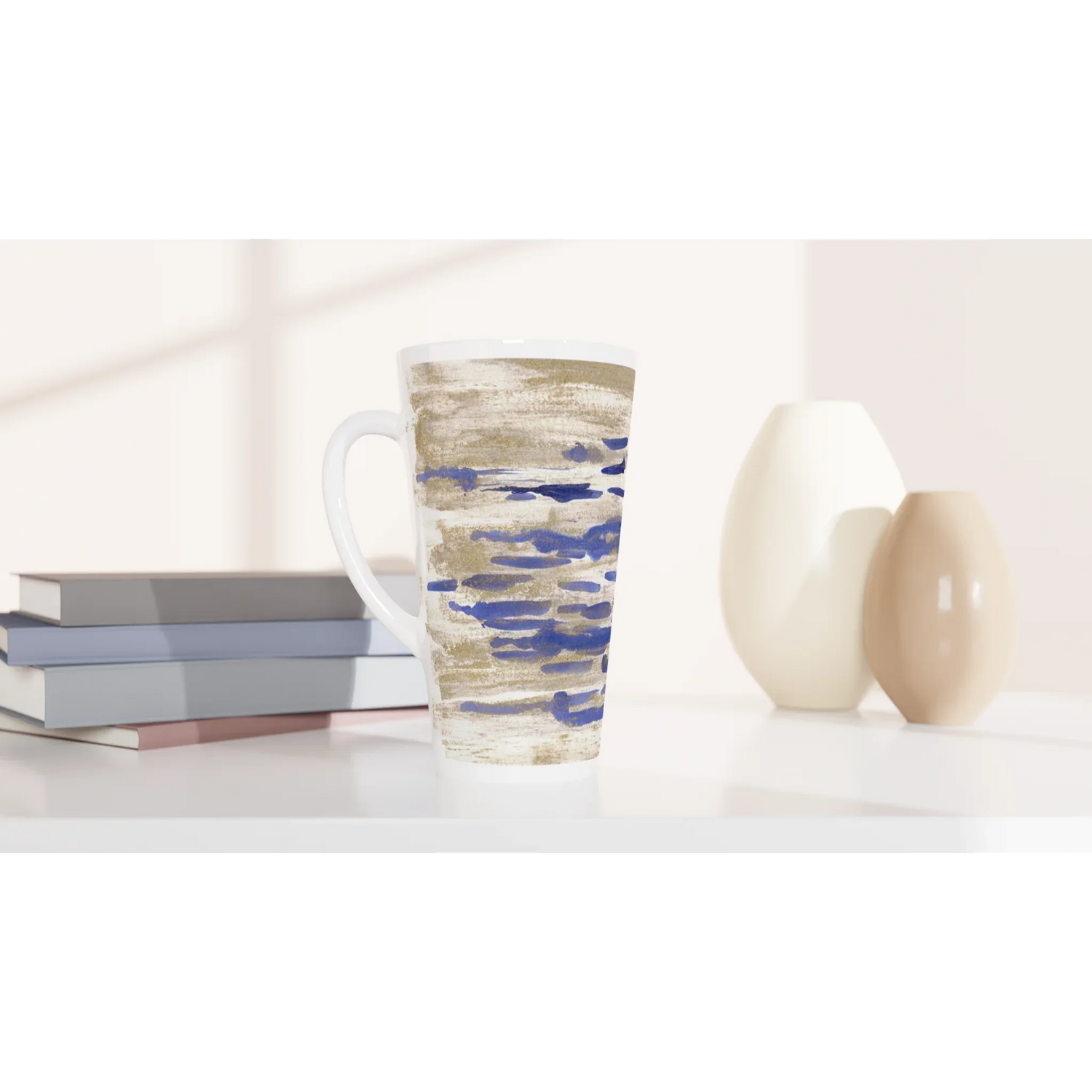 Mug à Latte en Céramique Blanche 500 ml Golden Drip – Élégant, durable et brillant - Laure Leprince - Artiste Peintre