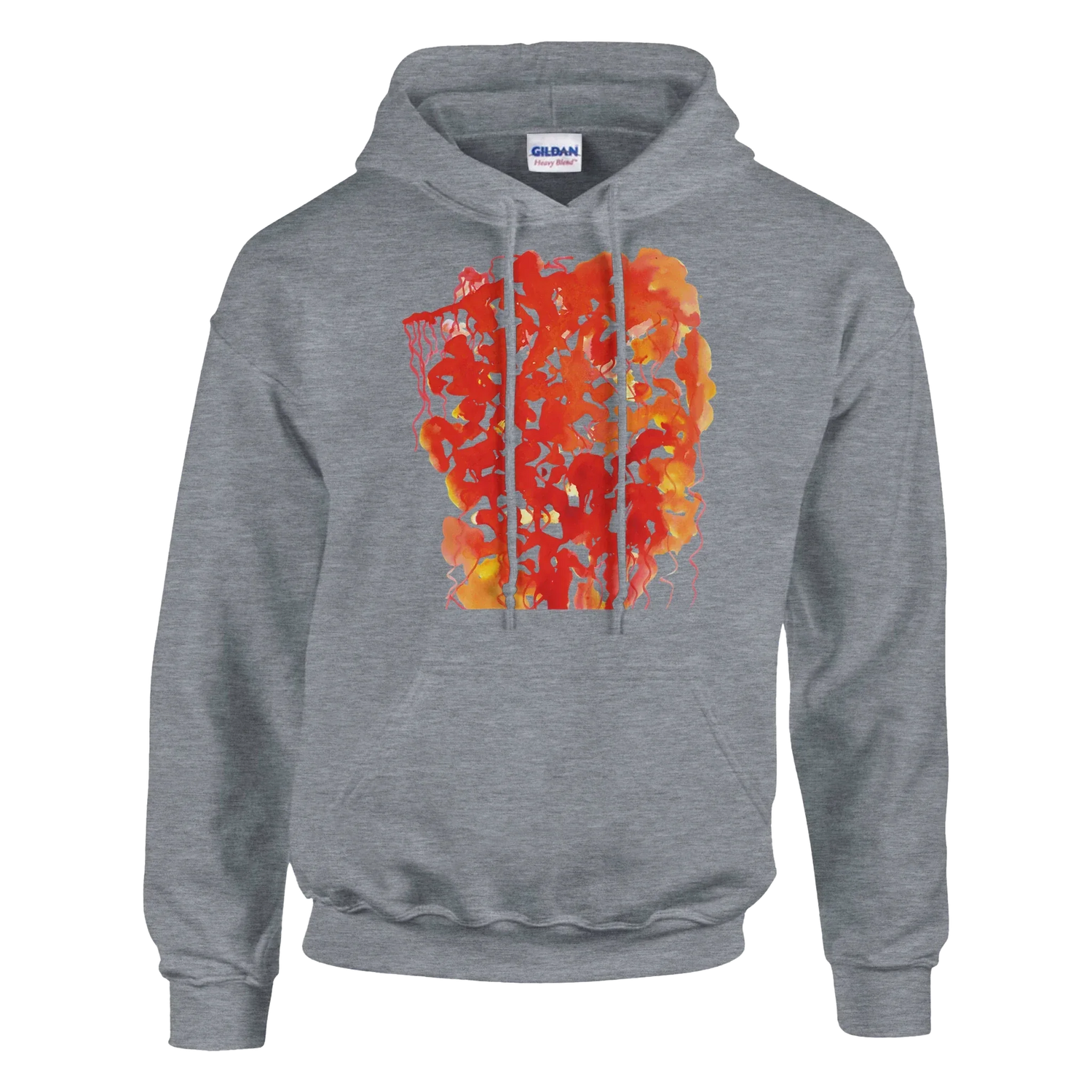 Sweat à capuche unisexe artistique Eclats Corail Gildan® 18500 White - Laure Leprince - Artiste Peintre