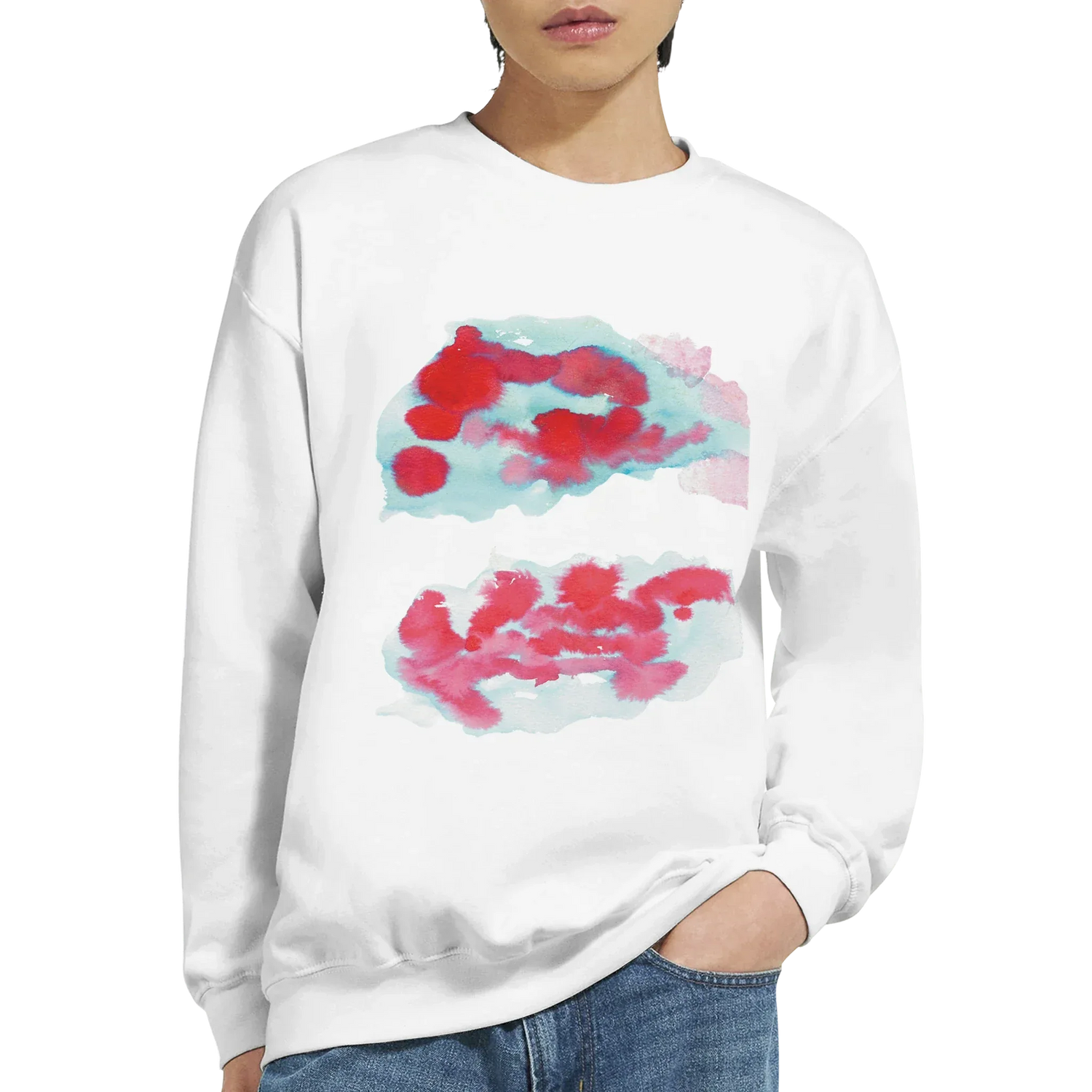 Sweatshirt Unisexe Classique Brumes Carmin – Impression Artistique Multicolore - Laure Leprince - Artiste Peintre