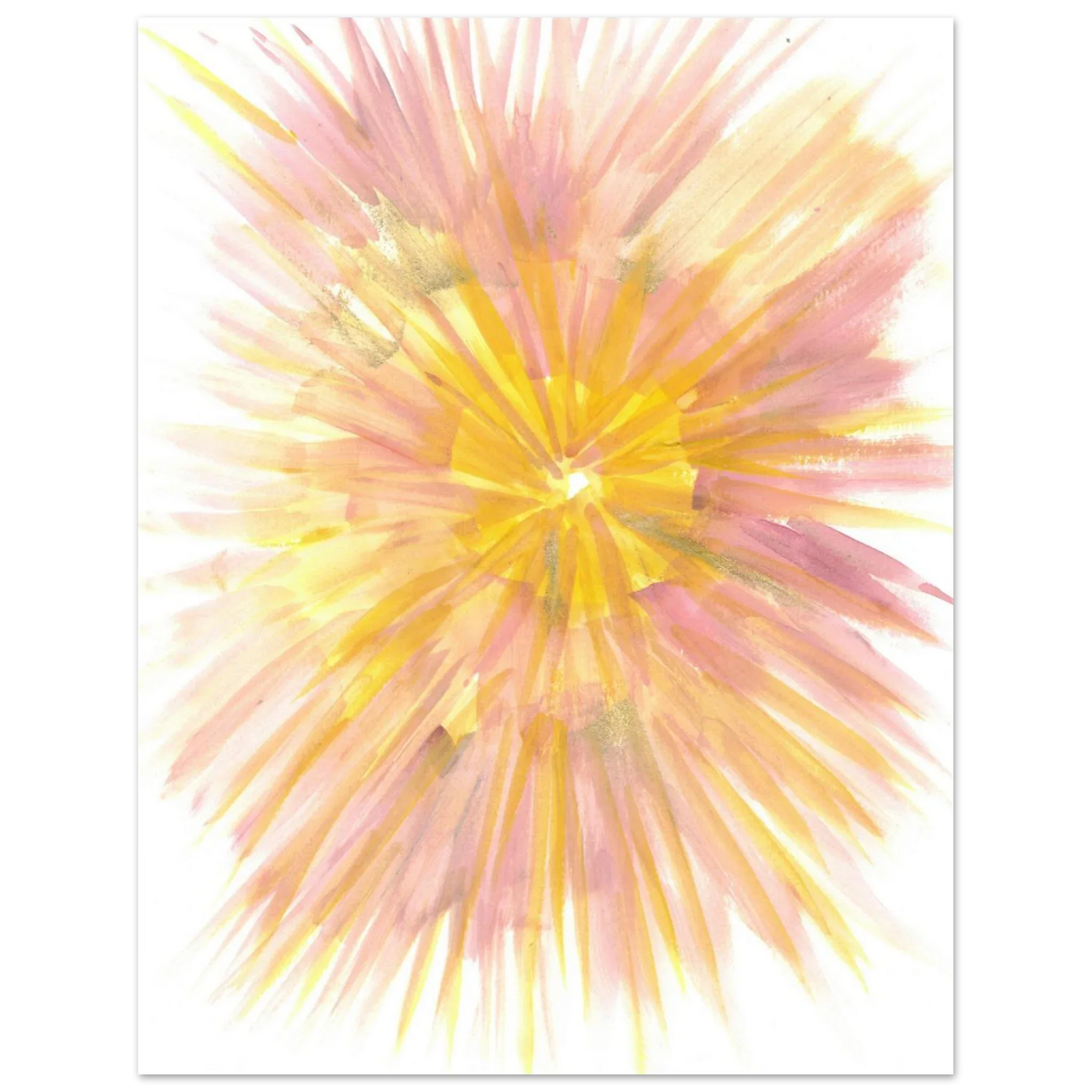 Abstract Sunrise Burst Art Print - Premium Matte Paper Poster with Dynamic Watercolor Design - Laure Leprince - Artiste Peintre