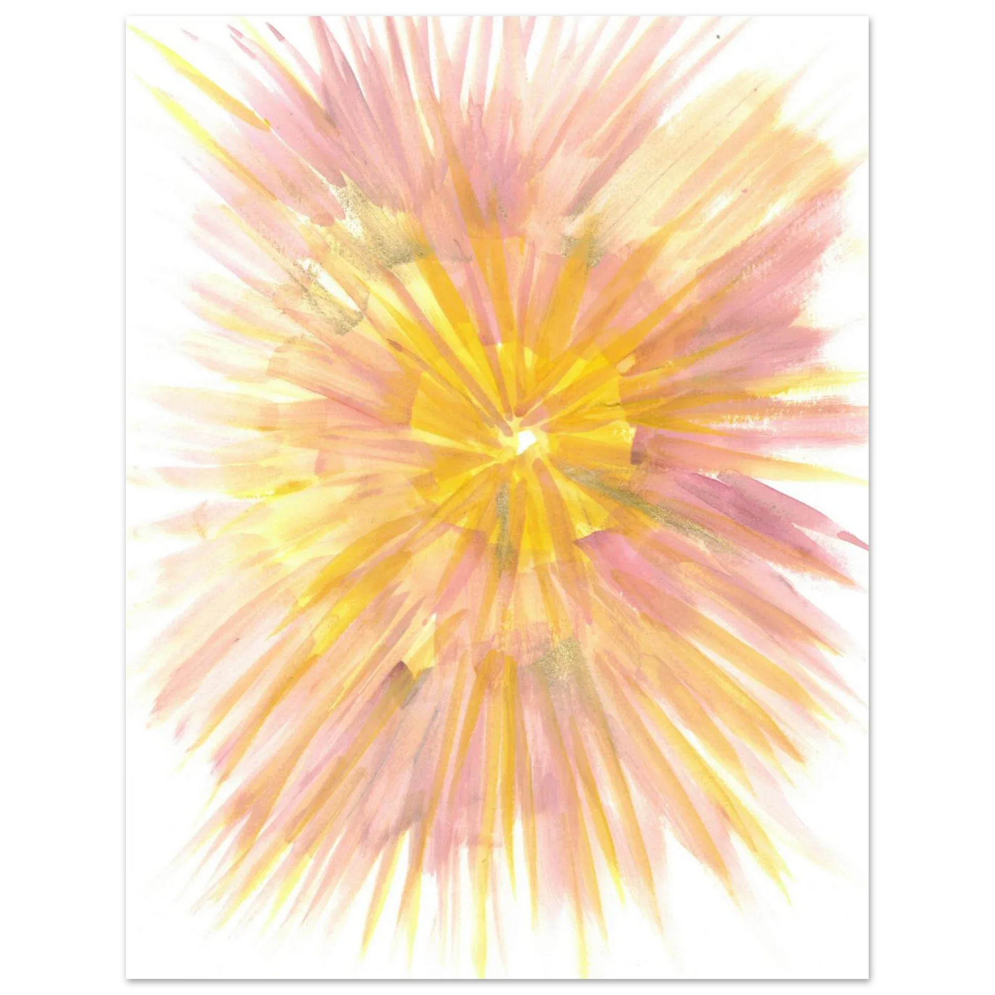 Abstract Sunrise Burst Art Print - Premium Matte Paper Poster with Dynamic Watercolor Design - Laure Leprince - Artiste Peintre