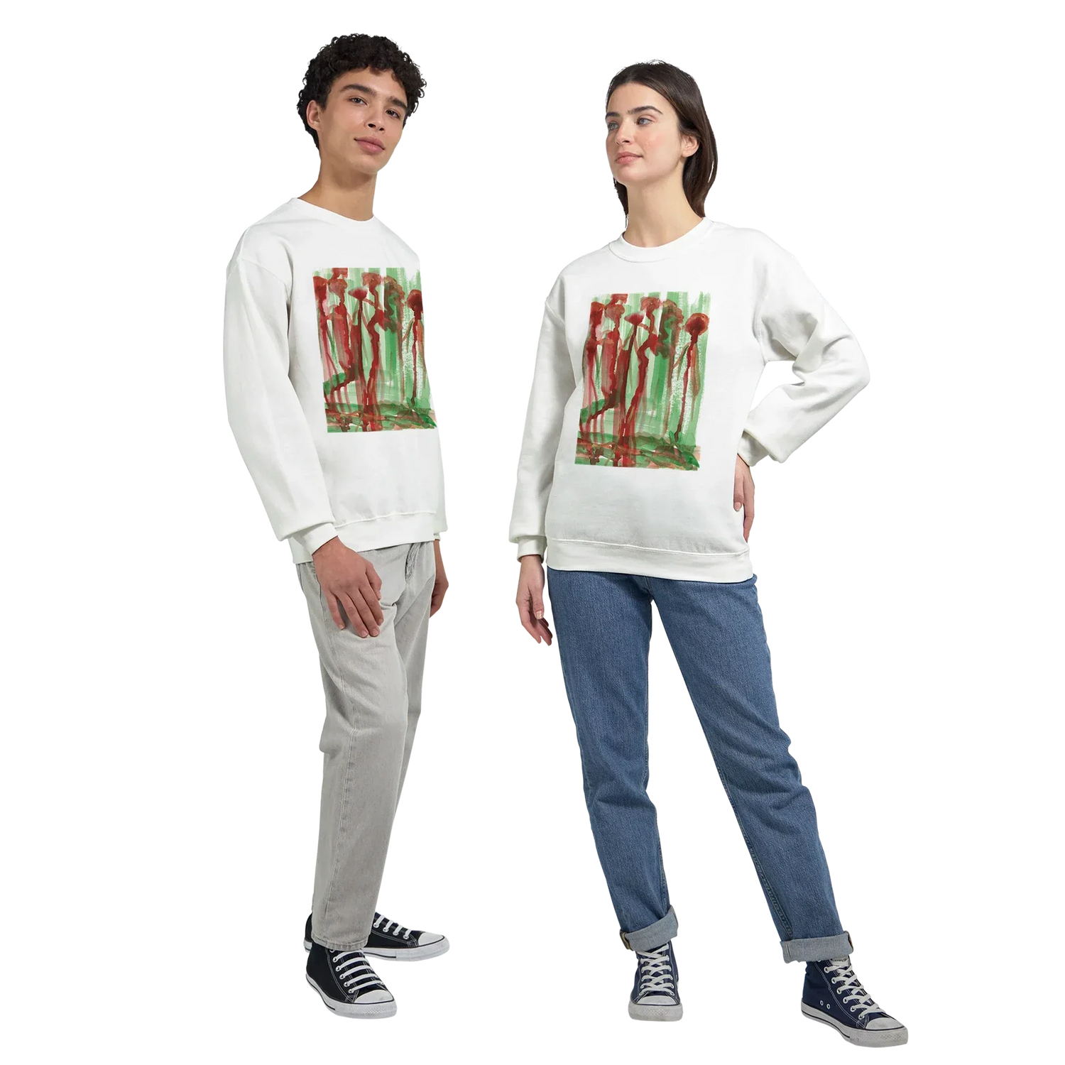 Sweatshirt Unisexe Classique Forest Choir – Impression Artistique Multicolore - Laure Leprince - Artiste Peintre