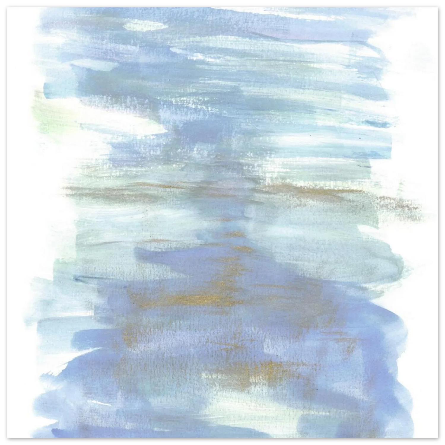 Abstract Horizon Watercolor Art Print - Serene Blue & Gold Matte Paper Poster for Modern Spaces - Laure Leprince - Artiste Peintre