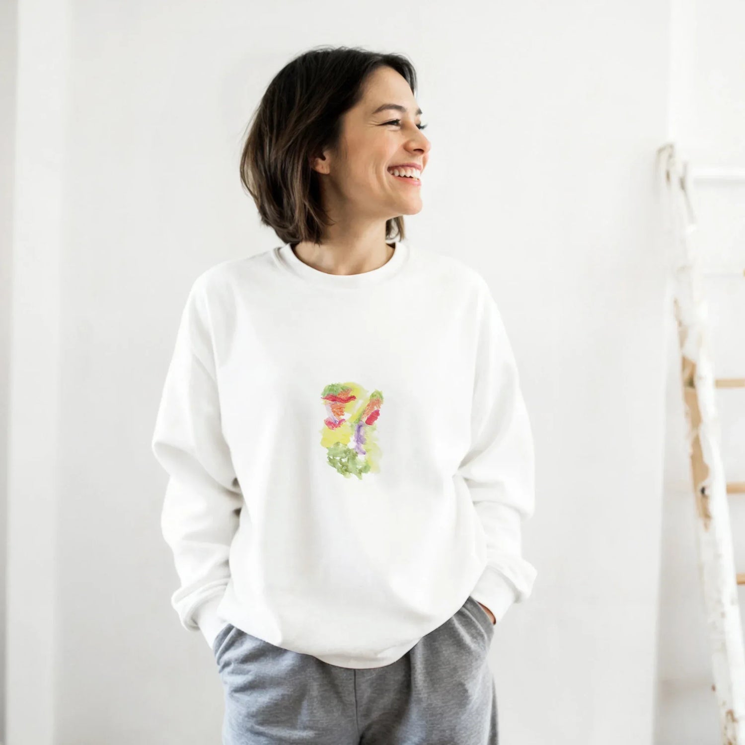 Sweatshirt Unisexe Classique Eclosion Chromatique – Impression Artistique Multicolore | Premium Cotton Blend - Laure Leprince - Artiste Peintre