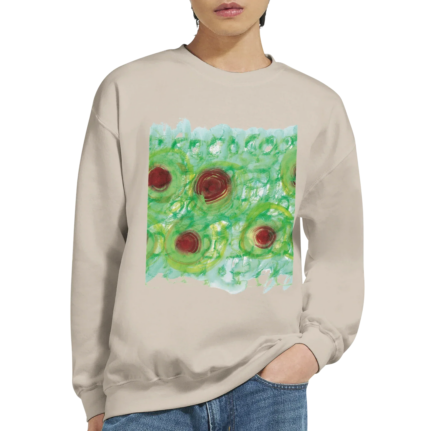 Sweatshirt Unisexe Classique Green Echo – Impression Artistique Multicolore - Laure Leprince - Artiste Peintre
