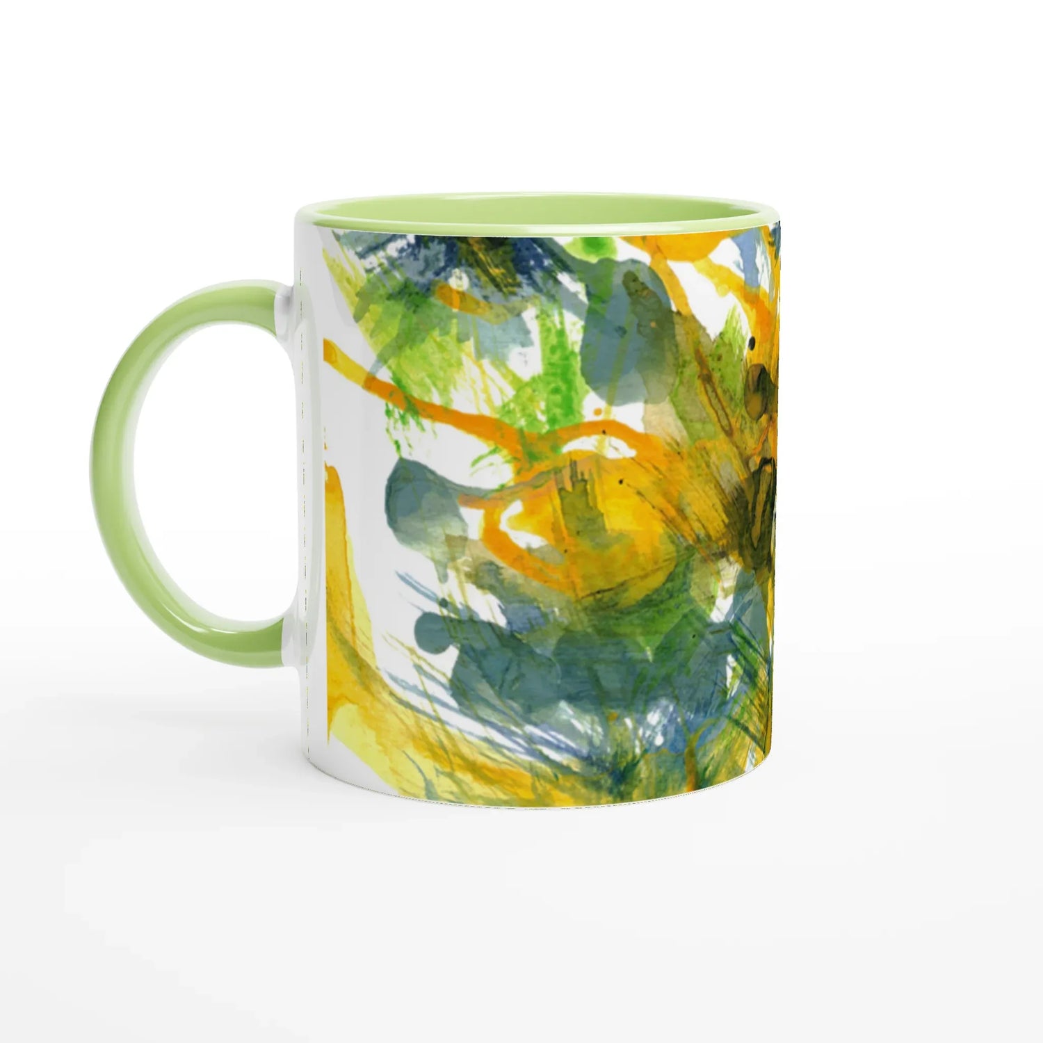 Mug en céramique blanche 325 ml Tempête Solaire – Élégance, sécurité et durabilité - Laure Leprince - Artiste Peintre