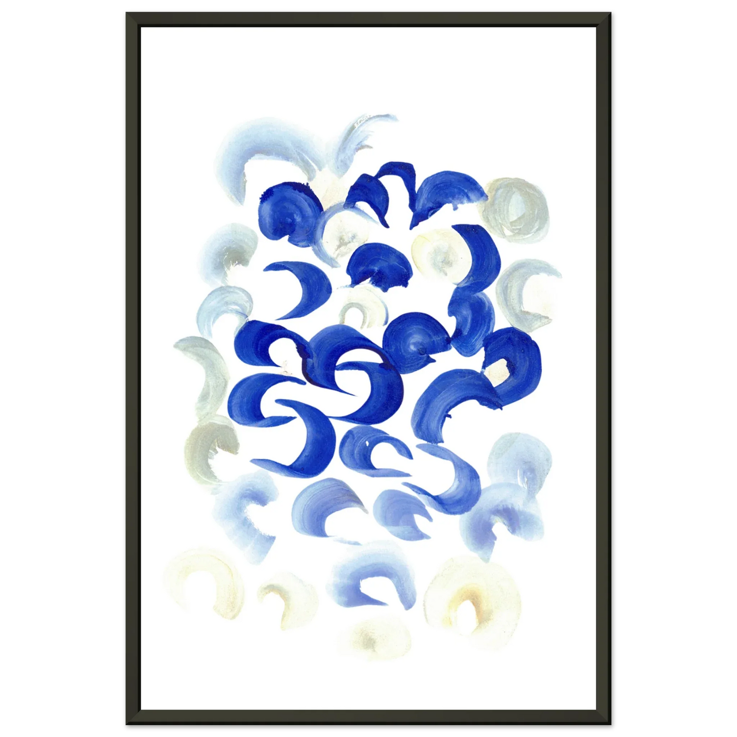 Classic Semi-Glossy Paper Metal Framed Poster Blue Swirls - Laure Leprince - Artiste Peintre