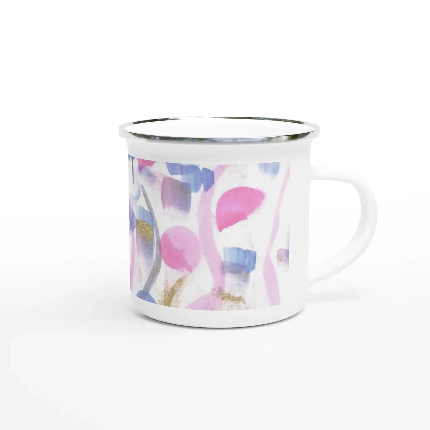 Mug en émail blanc 35 cl City Petal Drift – Léger, vintage et résistant - Laure Leprince - Artiste Peintre